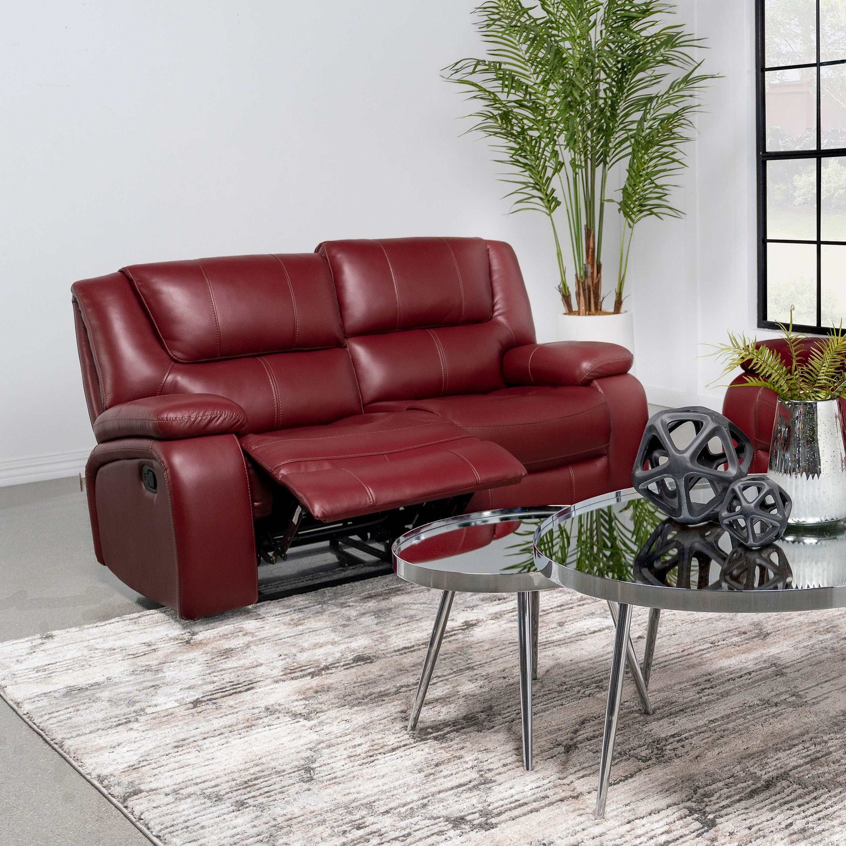 Camila Red Motion Loveseat - Ornate Home