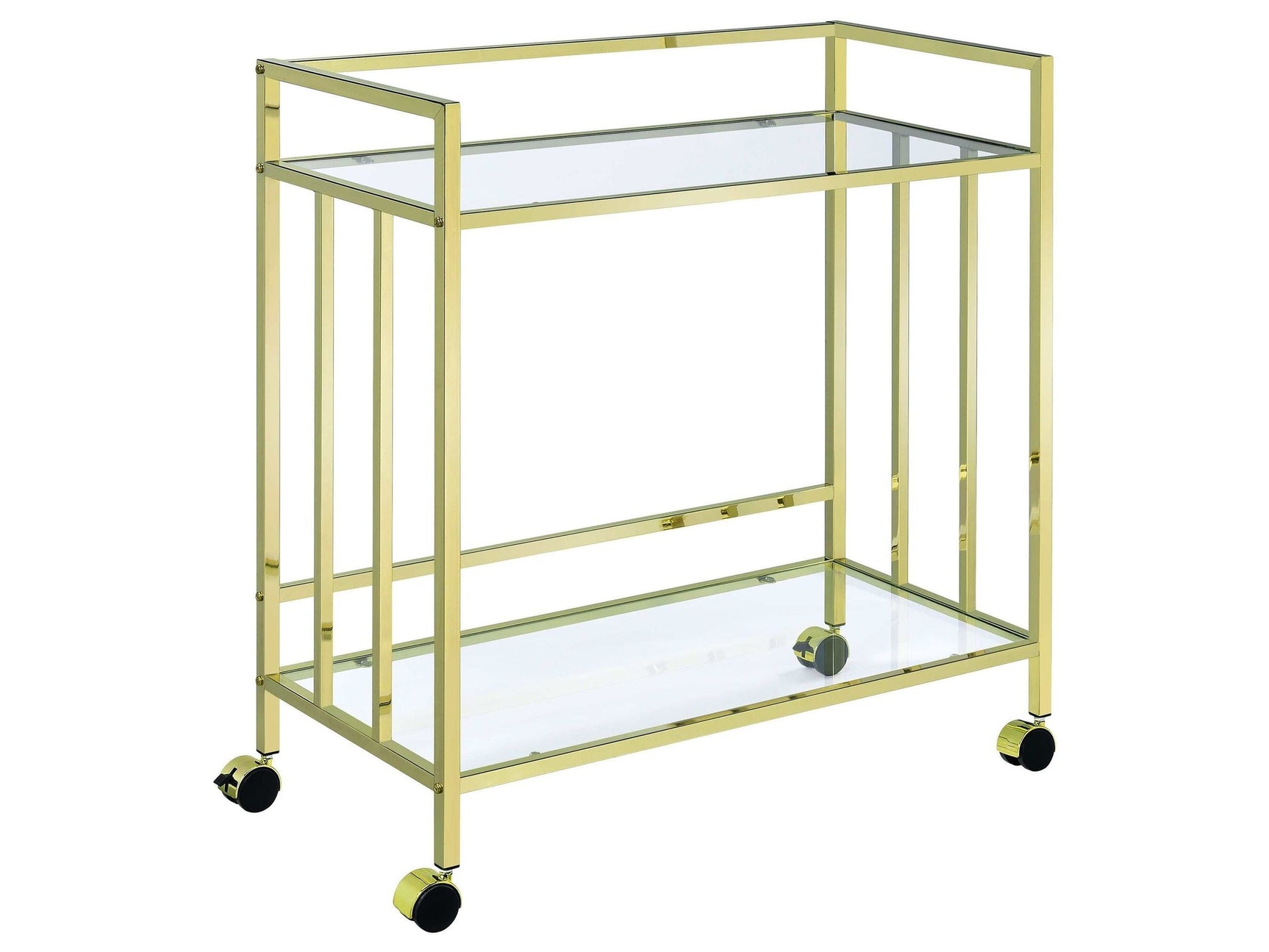Cara Clear Glass / Brass Bar Cart - Ornate Home