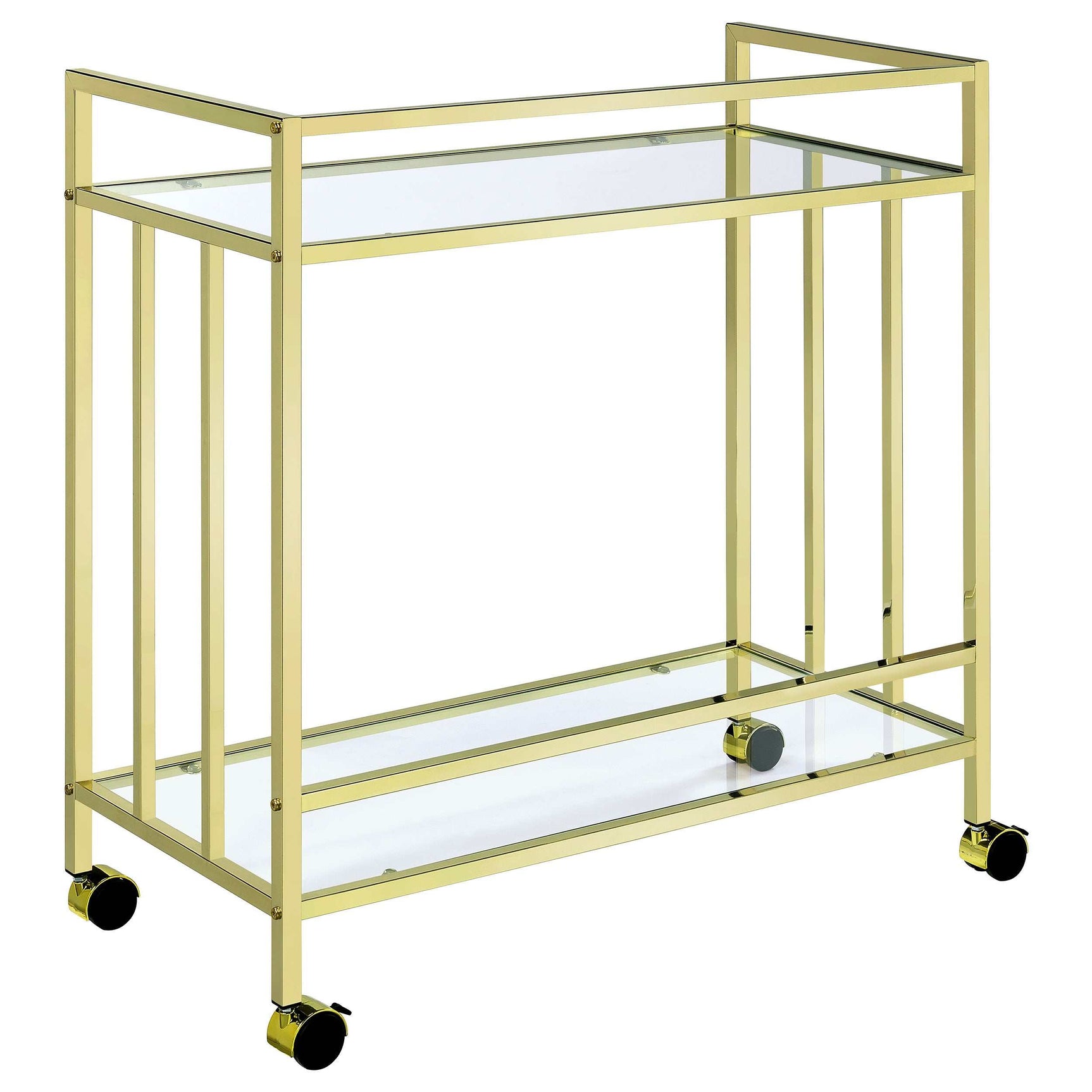 Cara Clear Glass / Brass Bar Cart - Ornate Home
