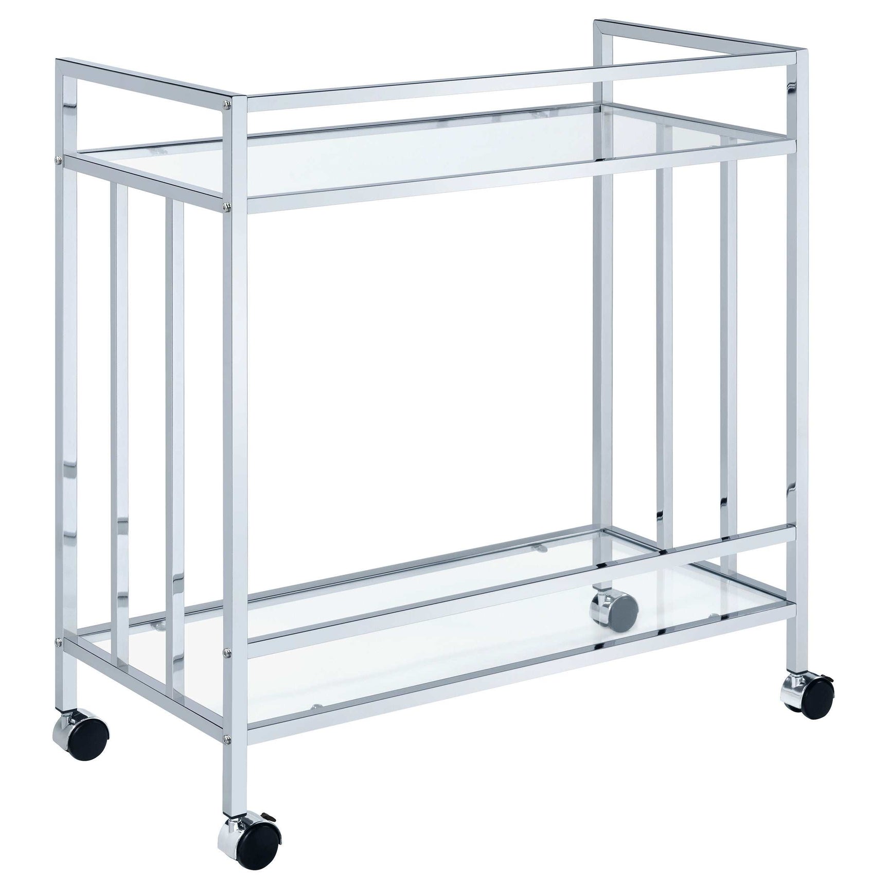 Cara Clear Glass / Chrome Bar Cart - Ornate Home