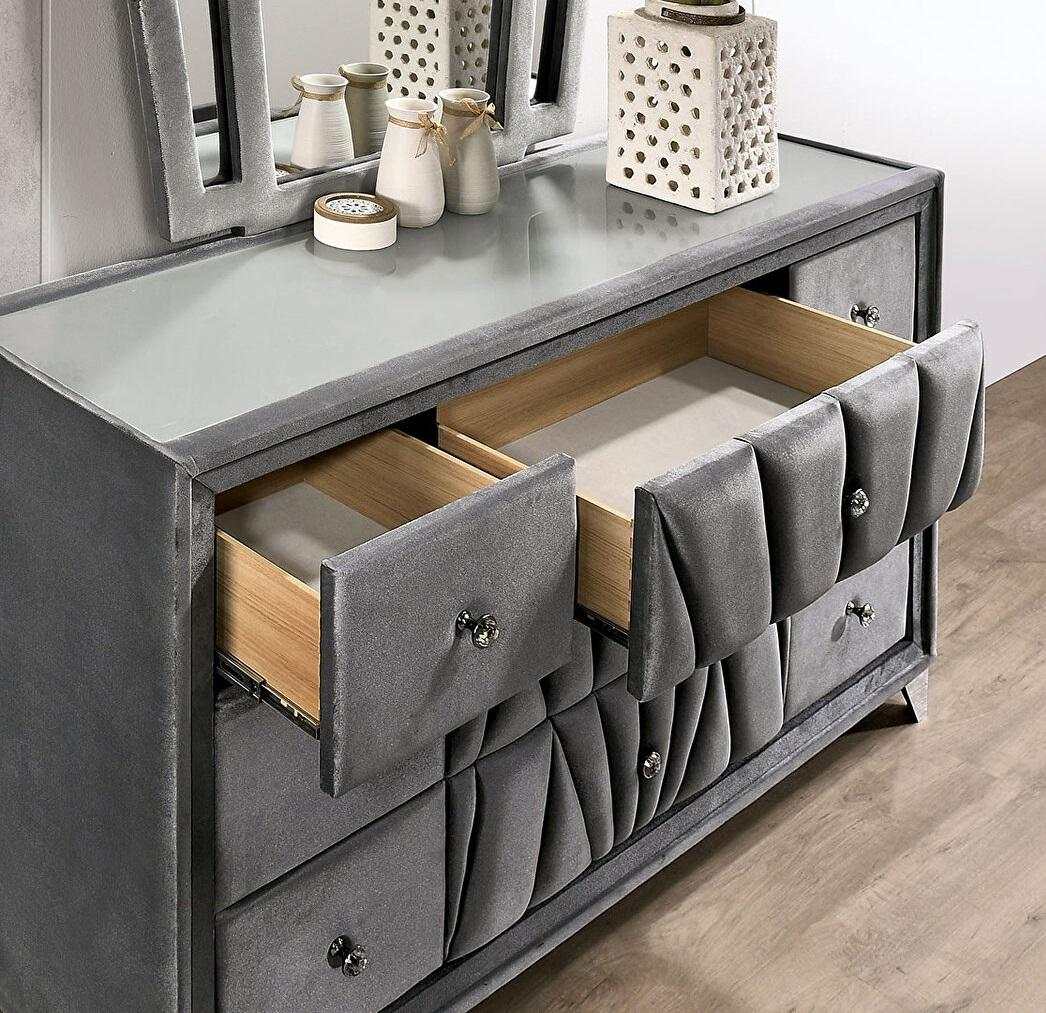 Carissa Gray Velvet Upholstered Dresser - Ornate Home