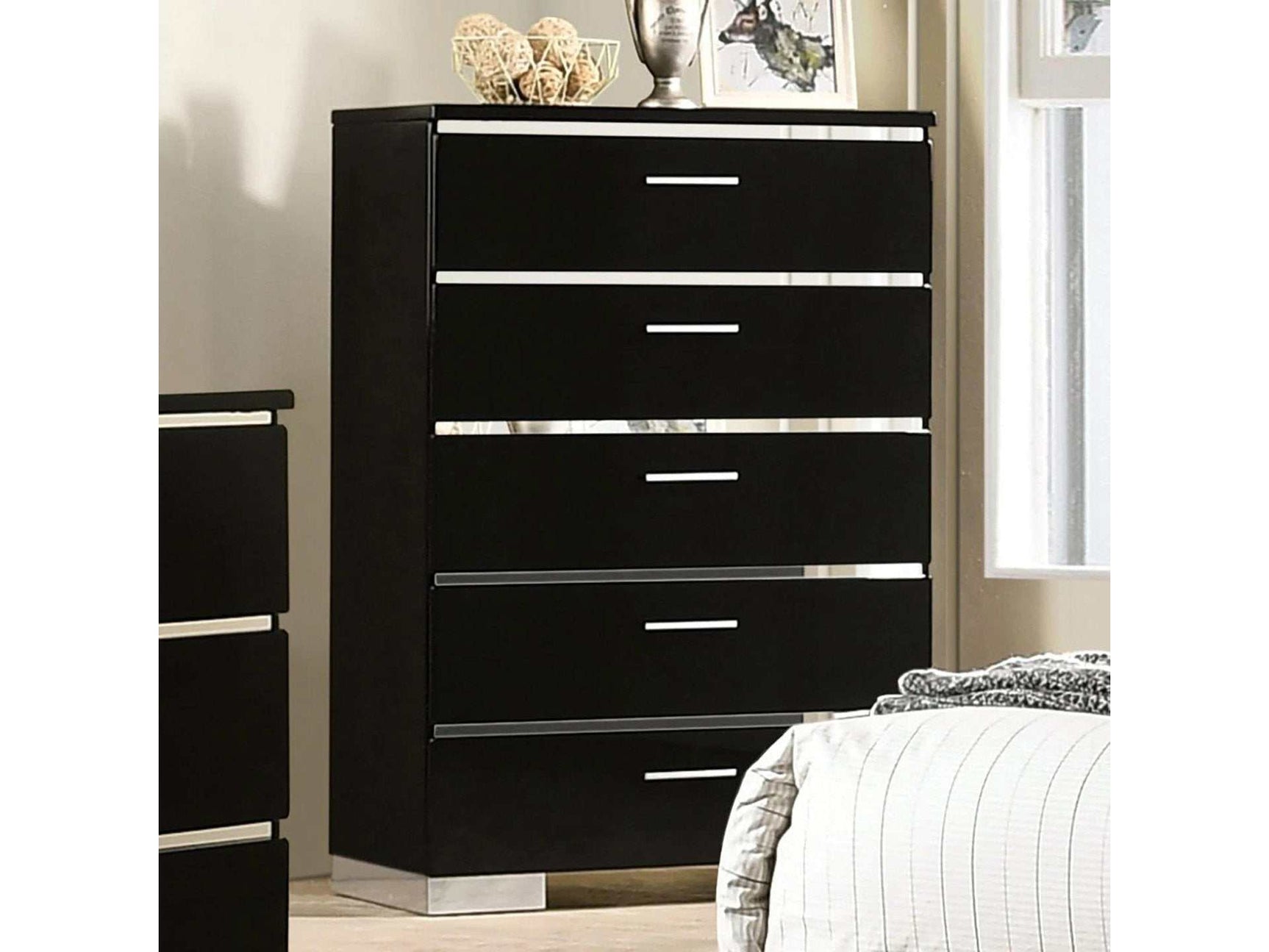 Carlie Black & Chrome Chest - Ornate Home