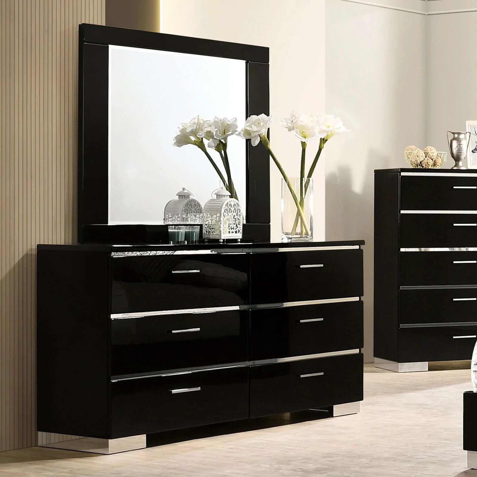 Carlie Black & Chrome Dresser - Ornate Home