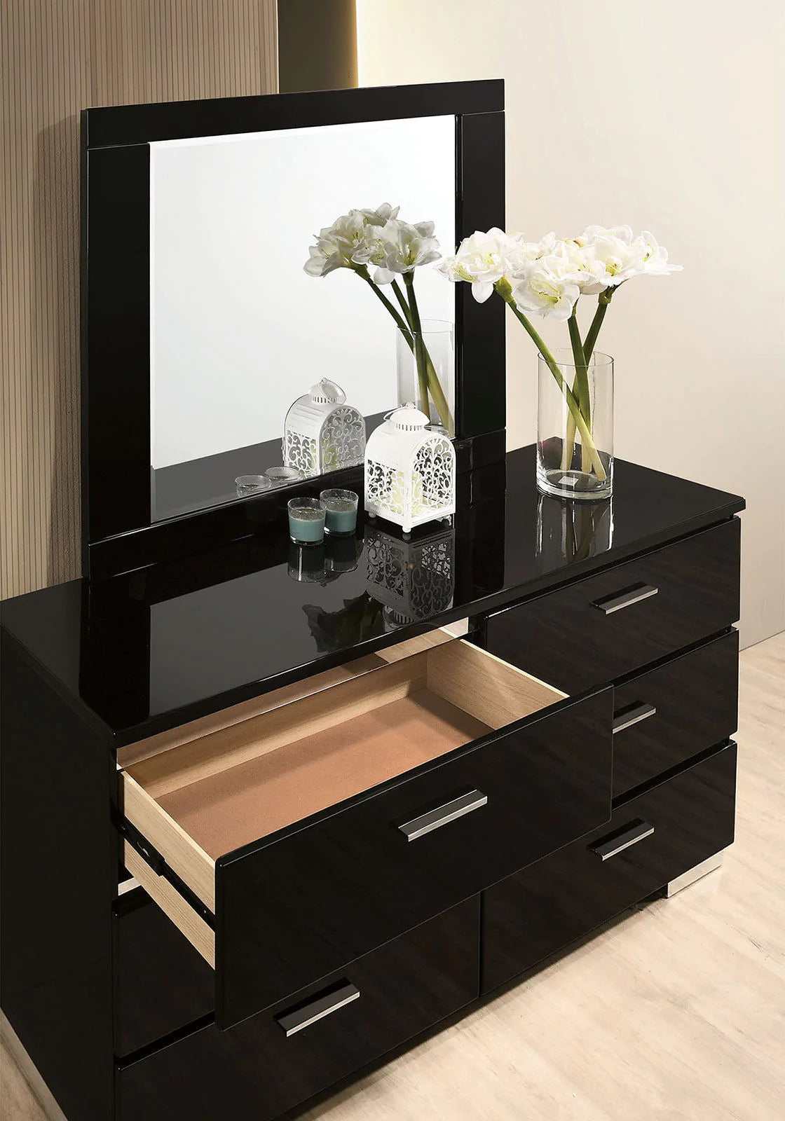 Carlie Black & Chrome Dresser - Ornate Home