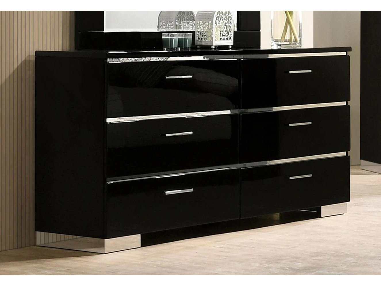 Carlie Black & Chrome Dresser - Ornate Home
