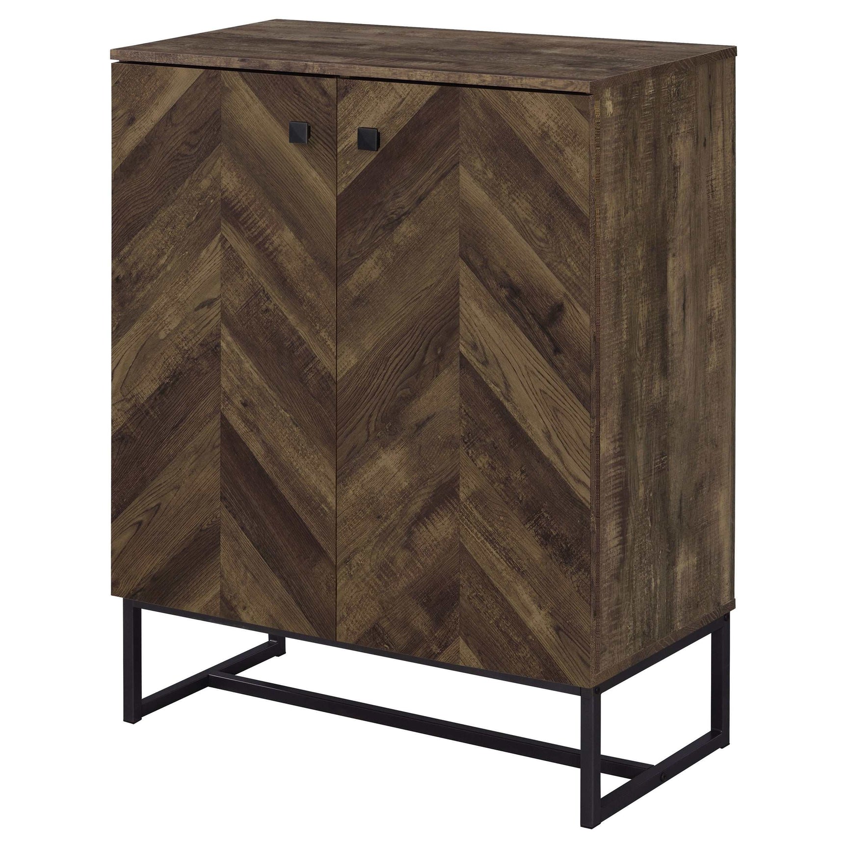 Carolyn Rustic Oak Herringbone Accent Cabinet - Ornate Home