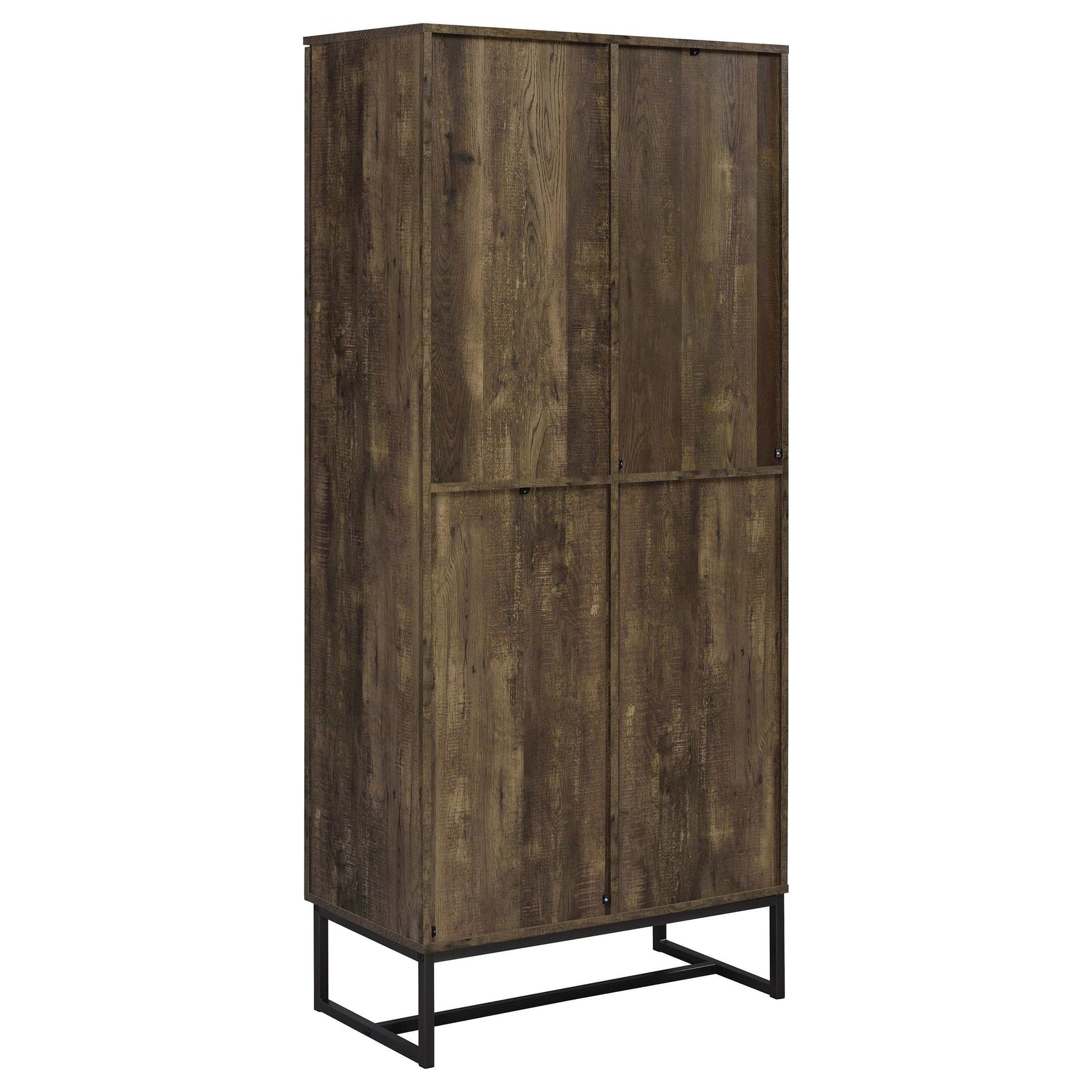 Carolyn Rustic Oak Herringbone Tall Accent Cabinet - Ornate Home