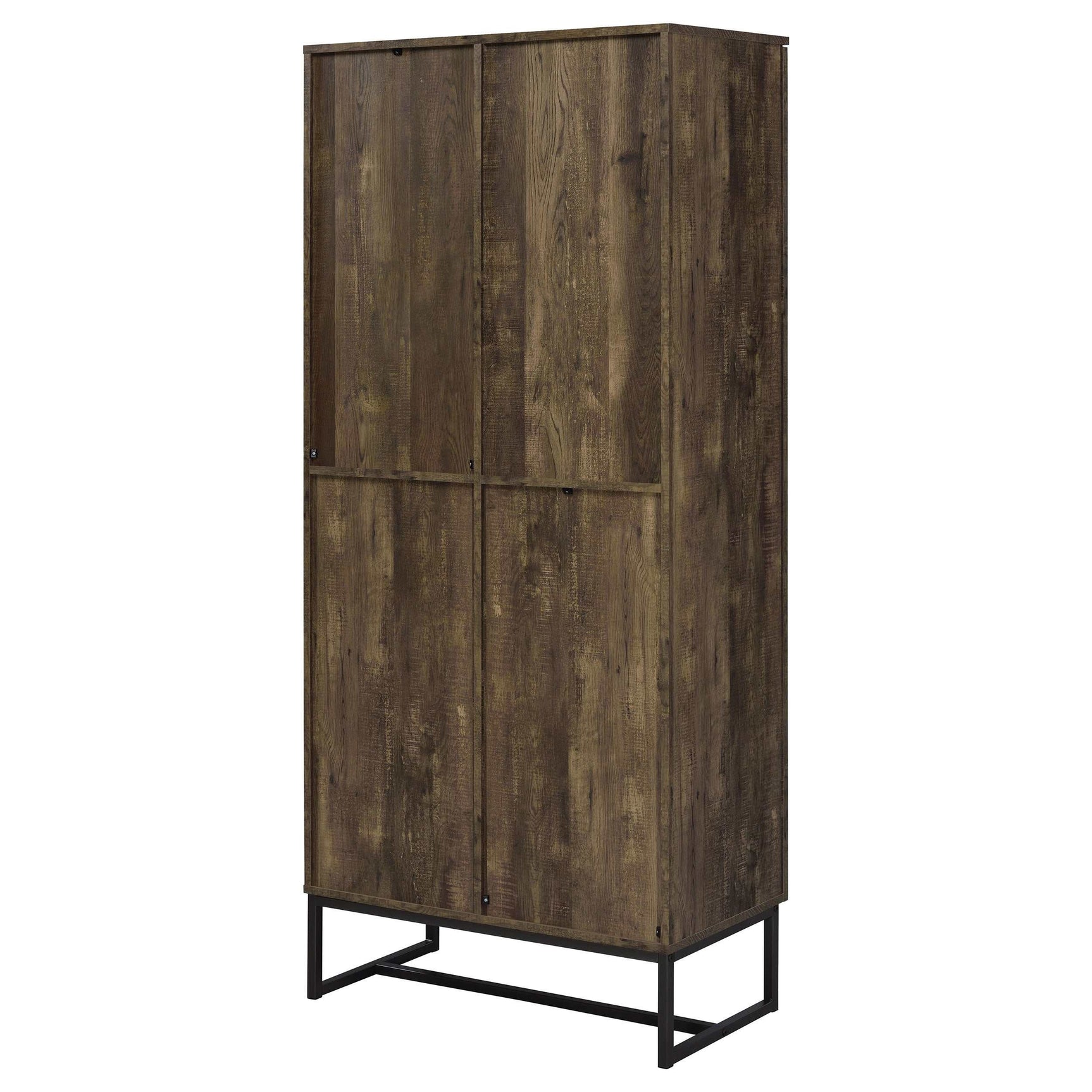 Carolyn Rustic Oak Herringbone Tall Accent Cabinet - Ornate Home
