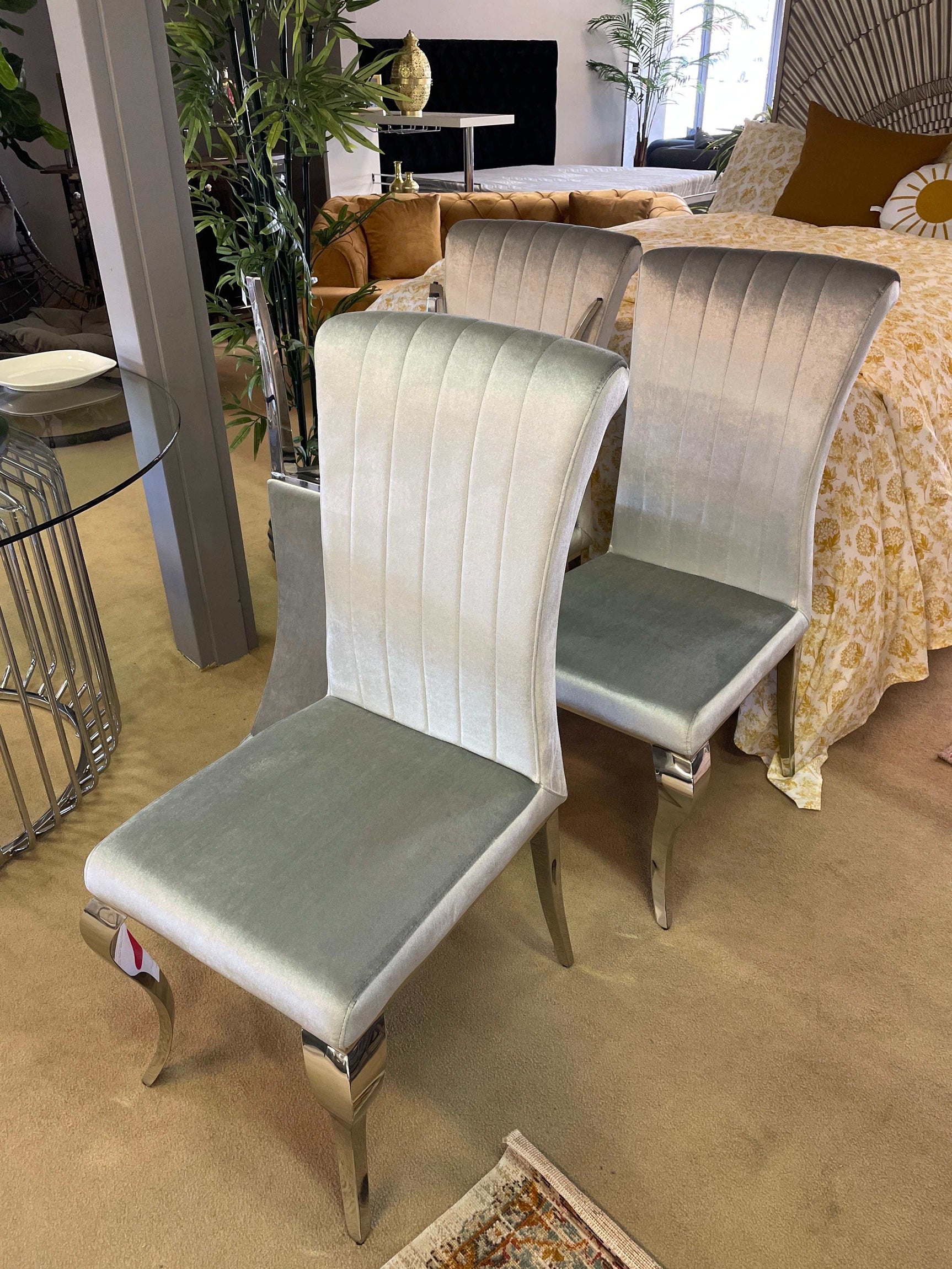 Carone Gray & Chrome Side Chairs (Set of 4) - Ornate Home