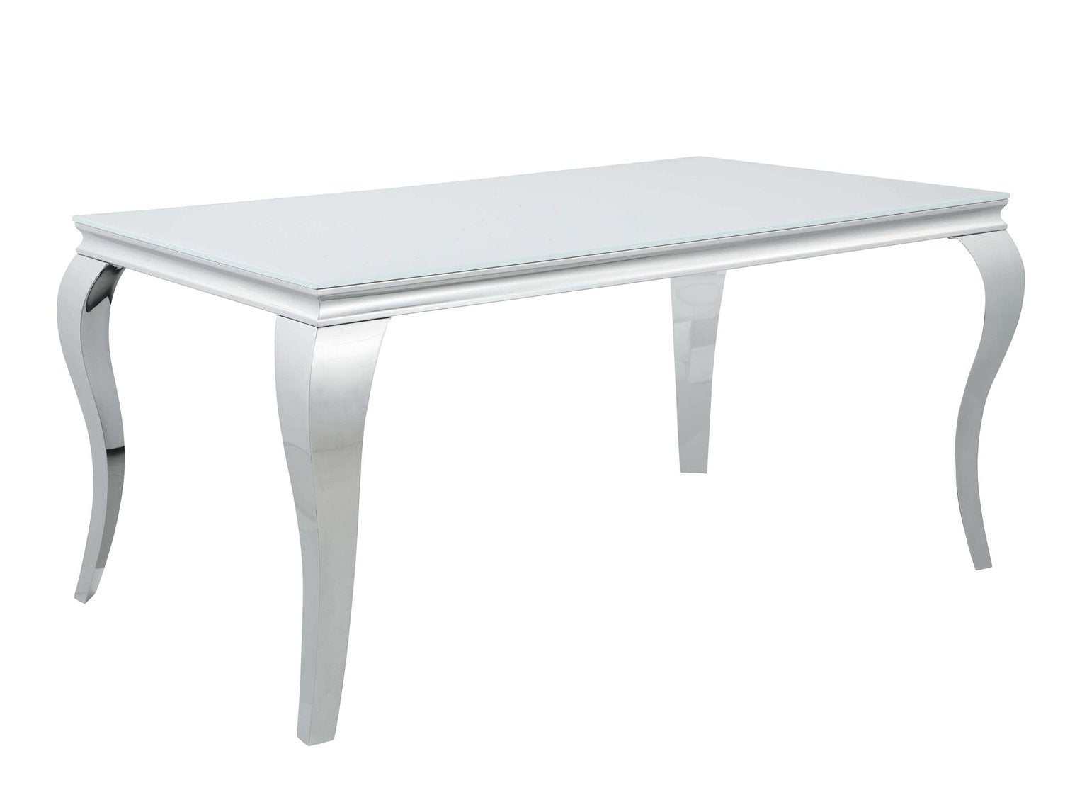 Carone White & Chrome Glass Top Dining Table - Ornate Home