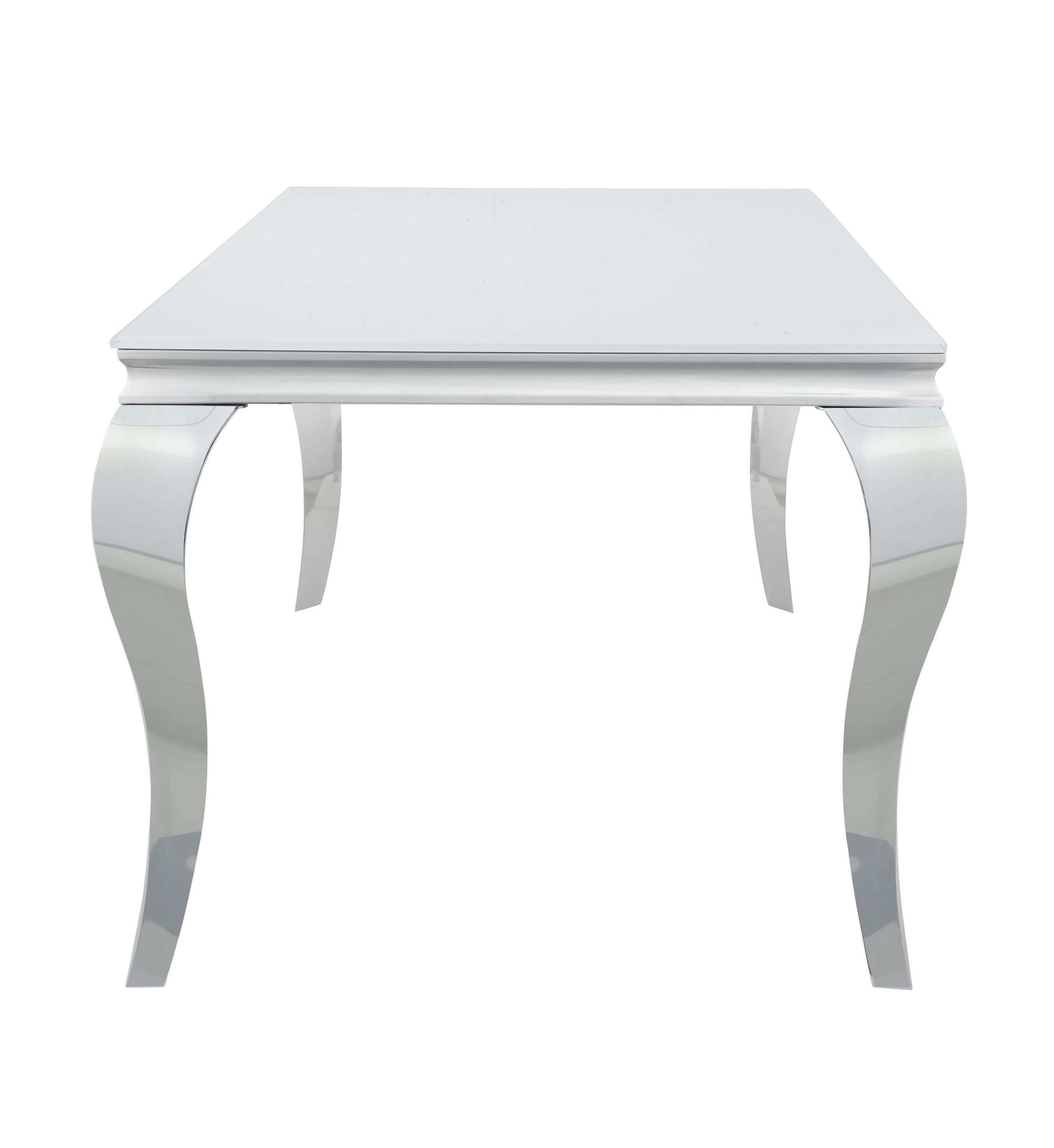 Carone White & Chrome Glass Top Dining Table - Ornate Home