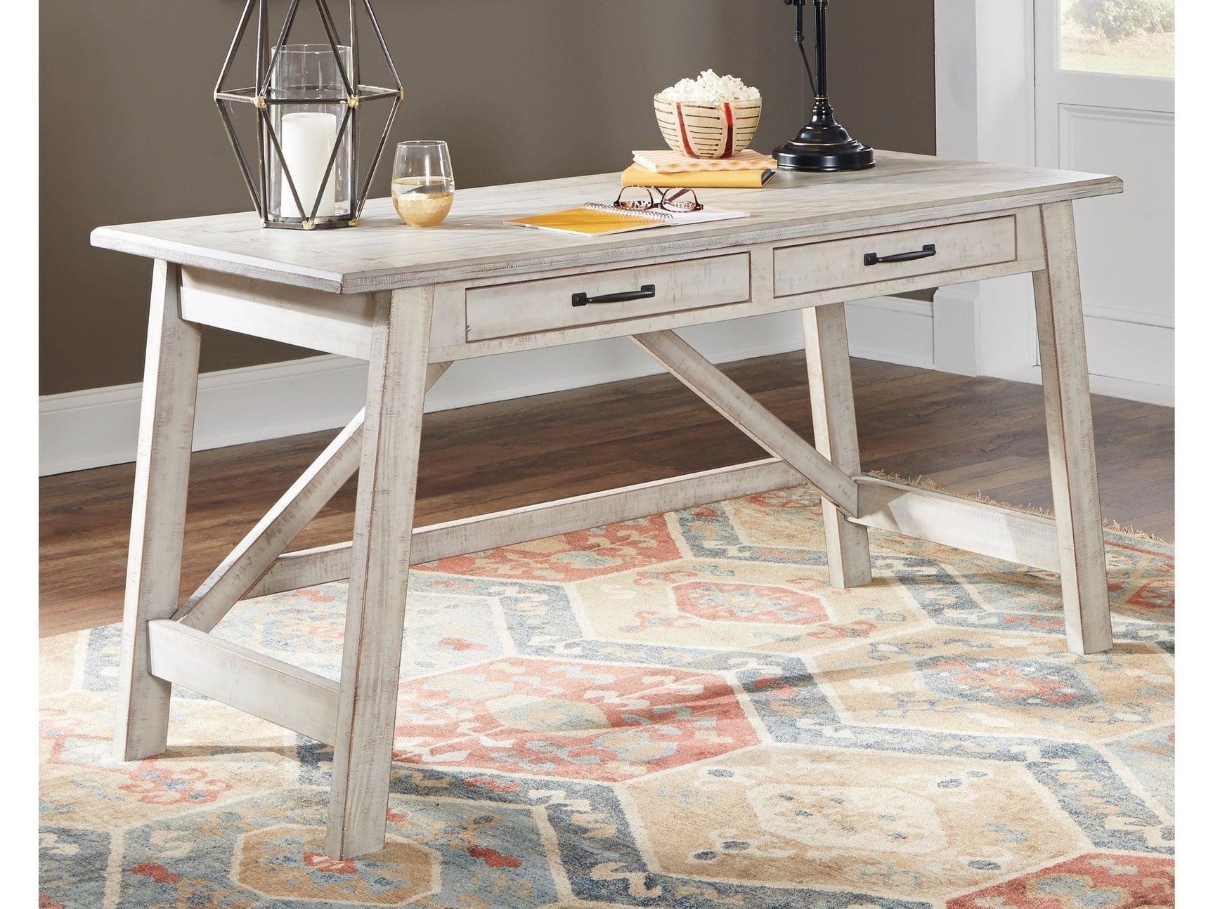 Carynhurst Whitewash 60" Home Office Desk - Ornate Home