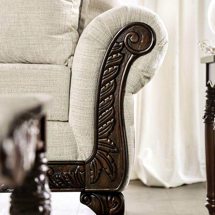 Cassani Walnut & Light Gray Stationary Sofa & Loveseat 2pc - Ornate Home