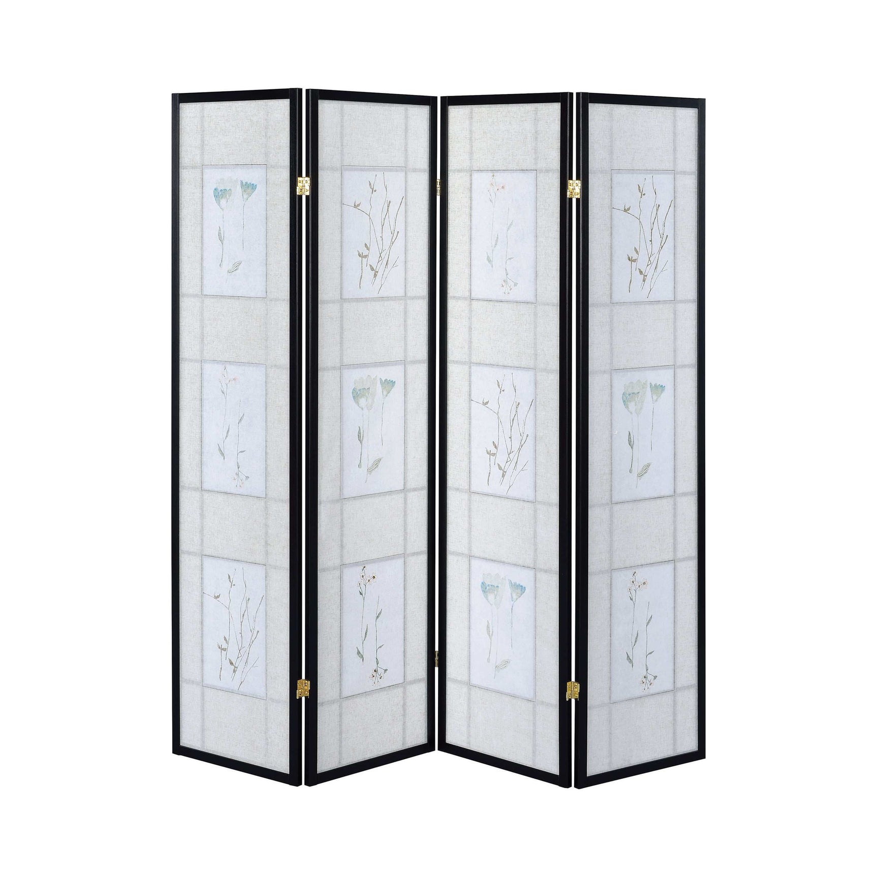 Catabella MultiColor 4 Panel Floral Print Folding Screen - Ornate Home