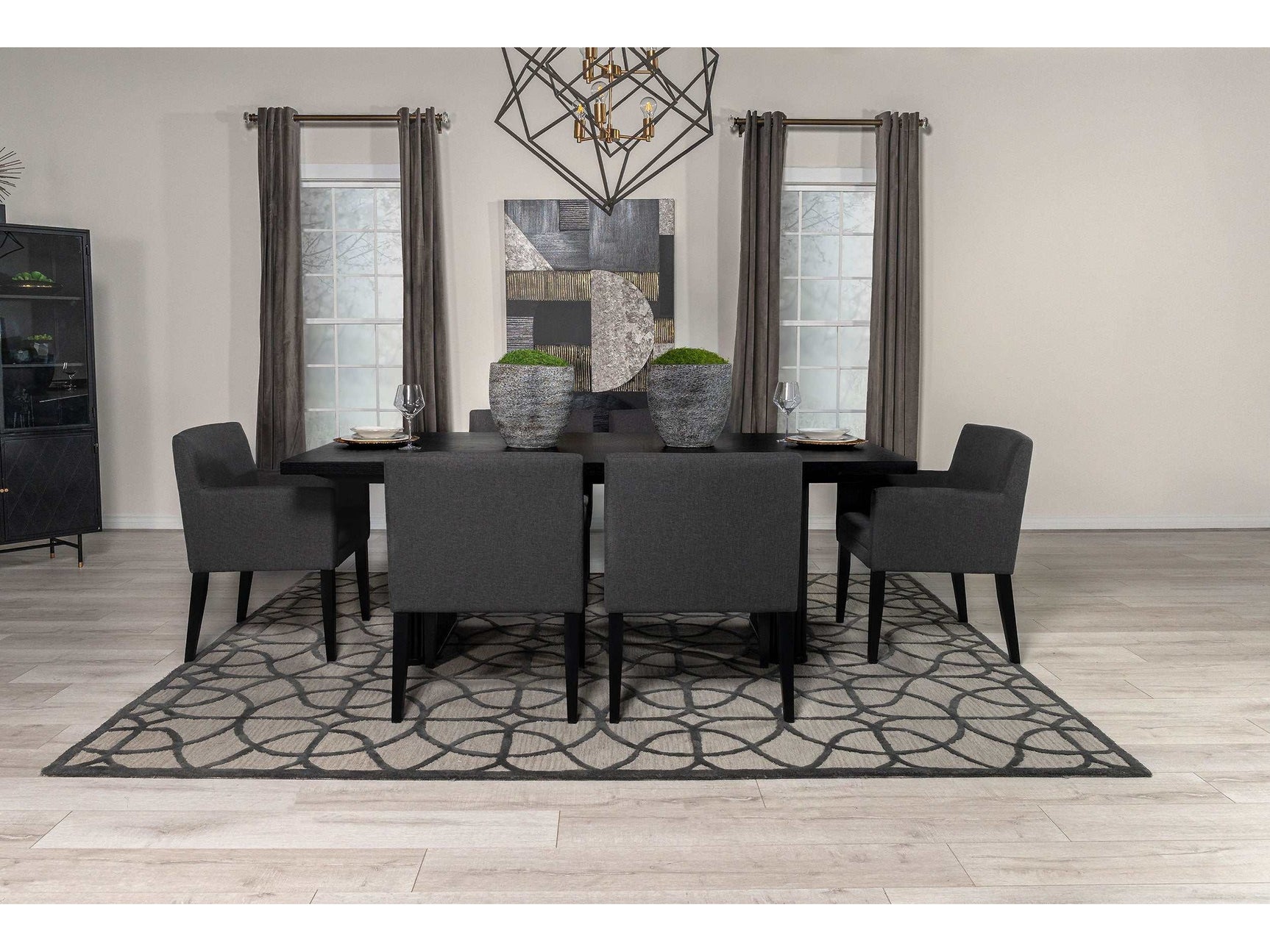 Catherine Grey / Black 7 Pc Dining Set - Ornate Home