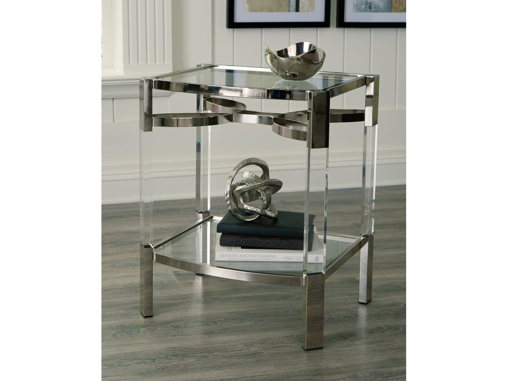 Chaseton Clear/Silver Finish Accent Table - Ornate Home