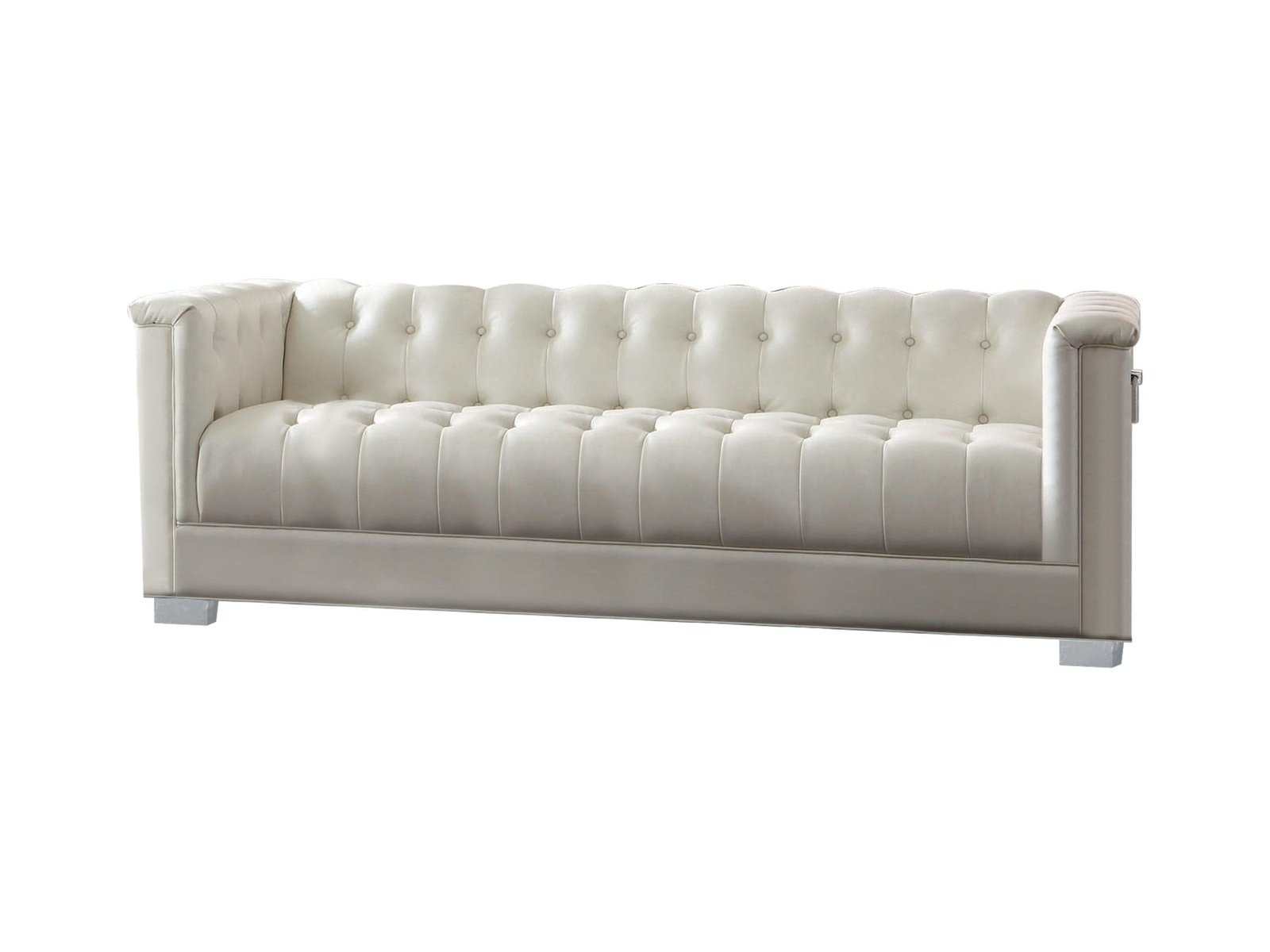 Chaviano Pearl White Stationary Sofa - Ornate Home