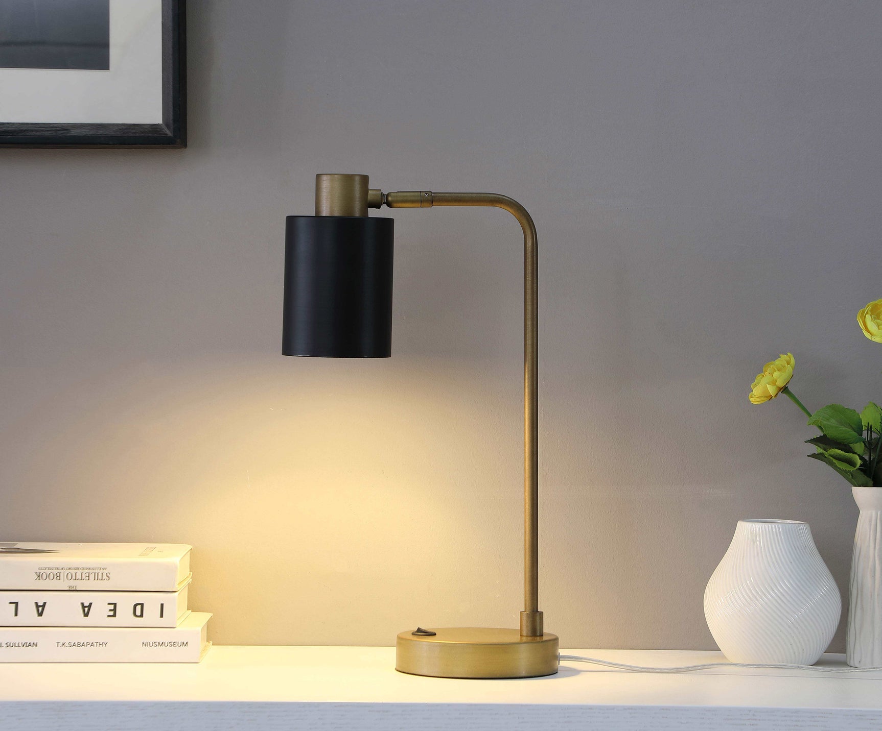 Cherise Antique Brass / Matte Black Table Lamp - Ornate Home