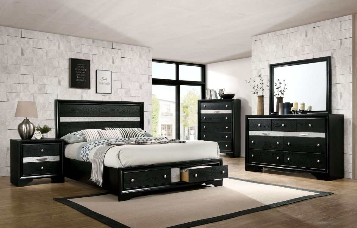 Chrissy Black Eastern King Bed - Ornate Home