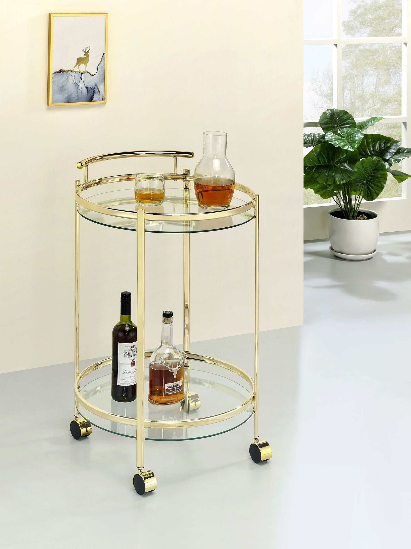 Chrissy Clear Glass / Brass Bar Cart - Ornate Home