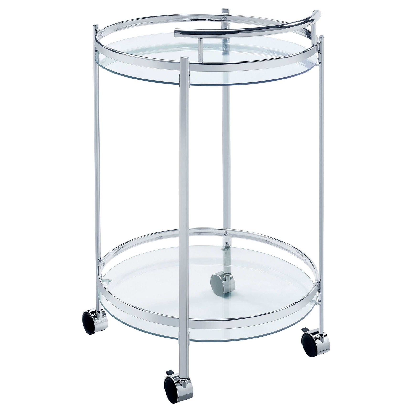 Chrissy Clear Glass / Chrome Bar Cart - Ornate Home
