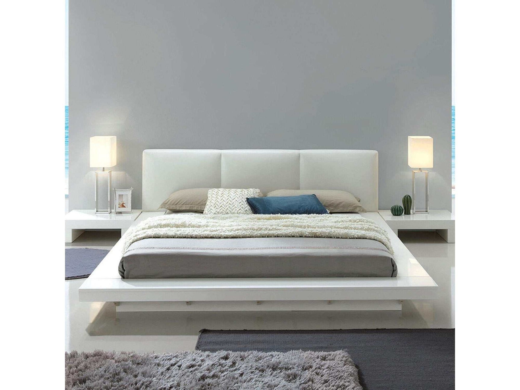 Christie White High Gloss Lacquer Queen Bed - Ornate Home