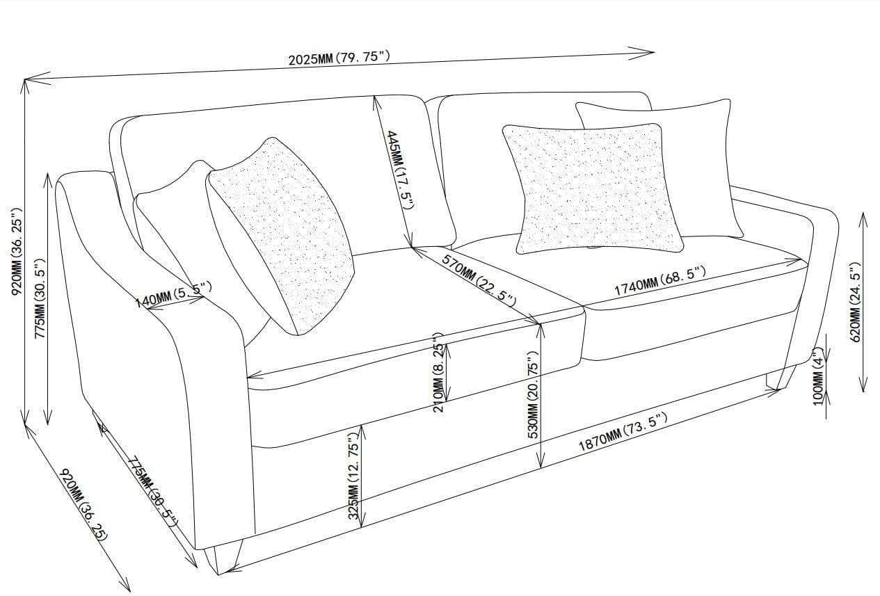 Christine Beige Stationary Sofa - Ornate Home