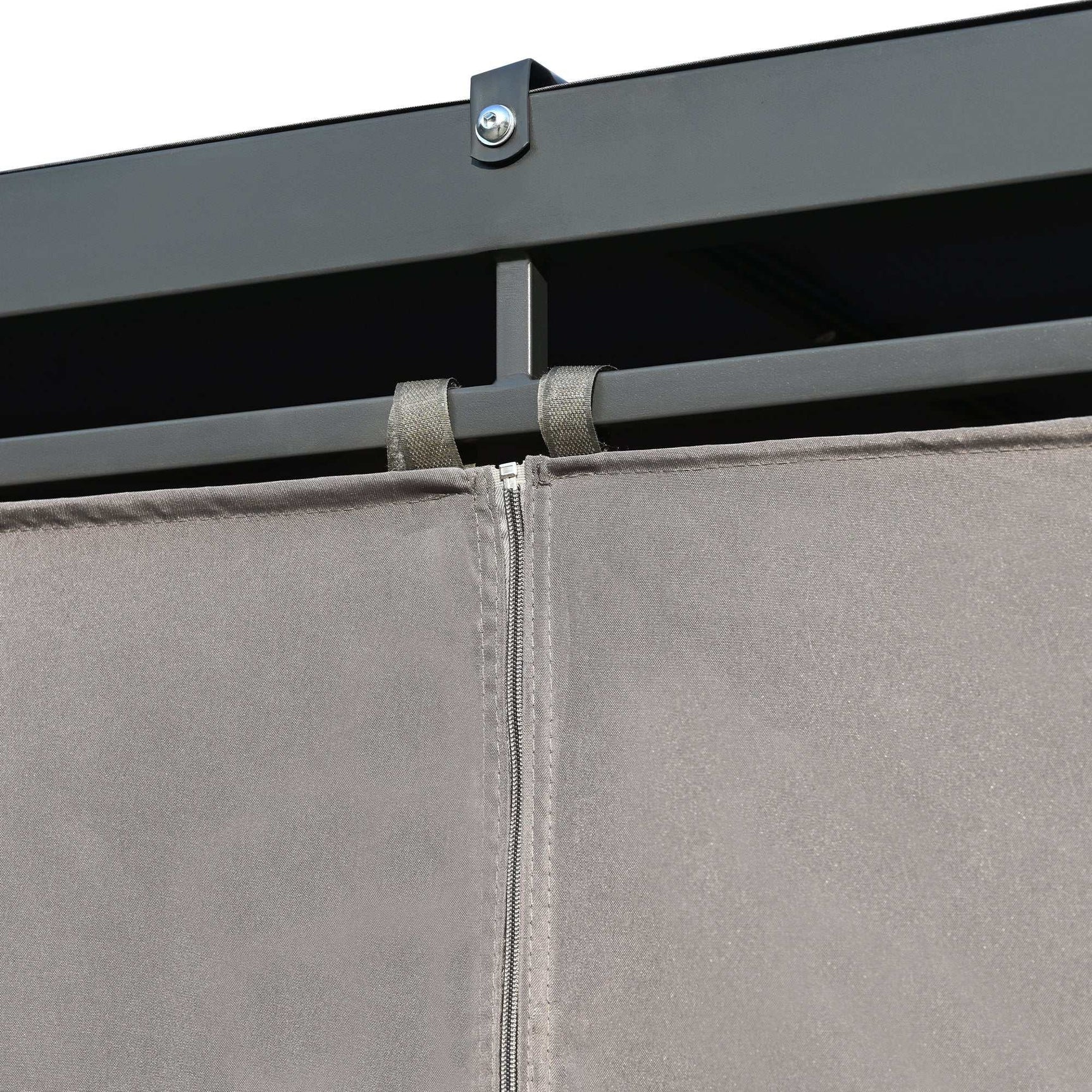 Cibola Rattan Outdoor Swing Bed with Adjustable Curtains Gray - Ornate Home