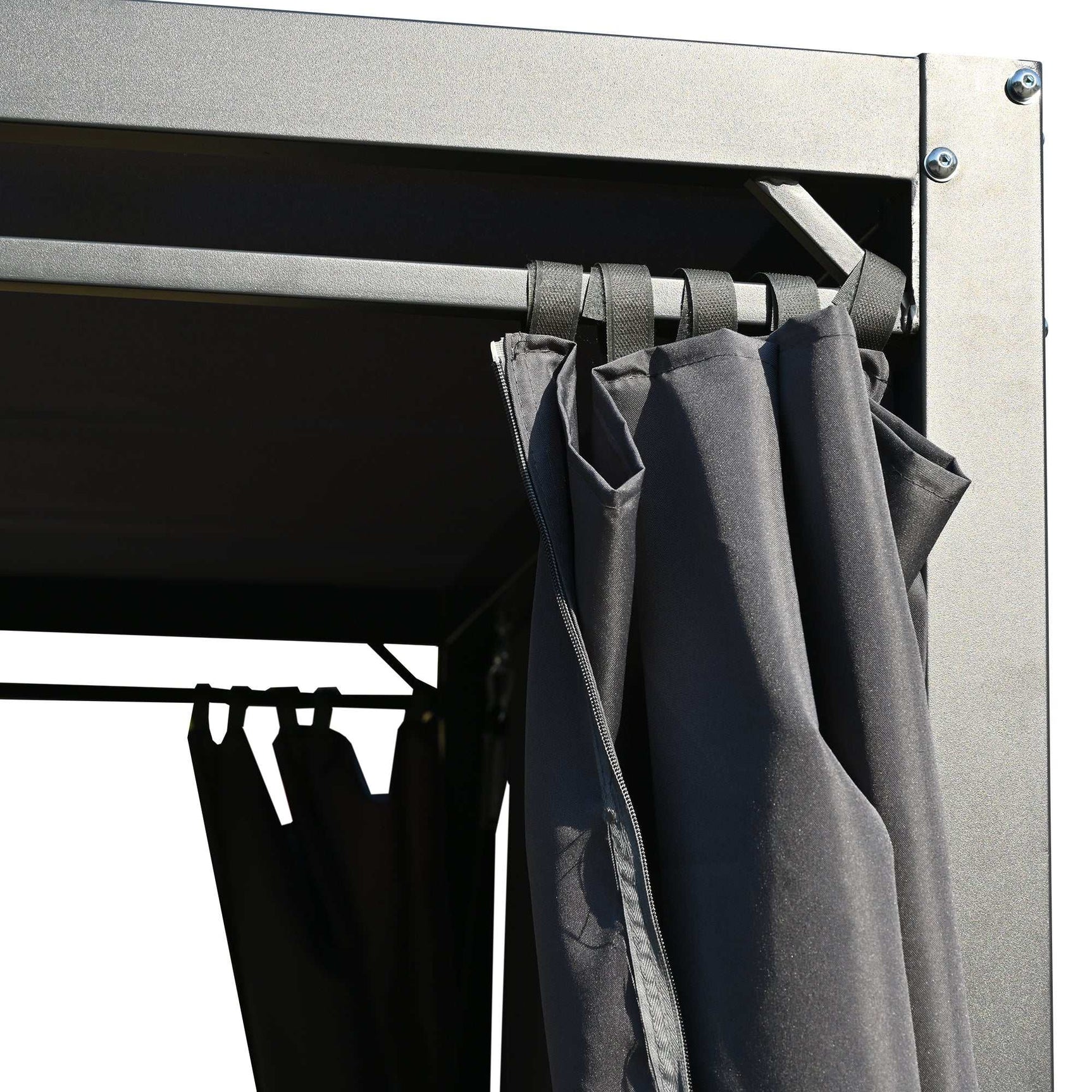 Cibola Rattan Outdoor Swing Bed with Adjustable Curtains Gray - Ornate Home