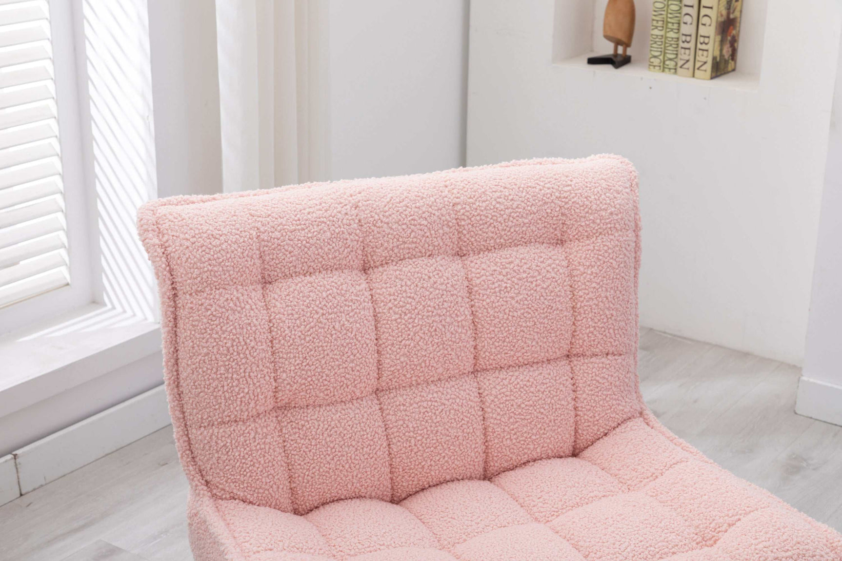 Cinder Boucle Accent Chair with Ottoman Pink - Ornate Home