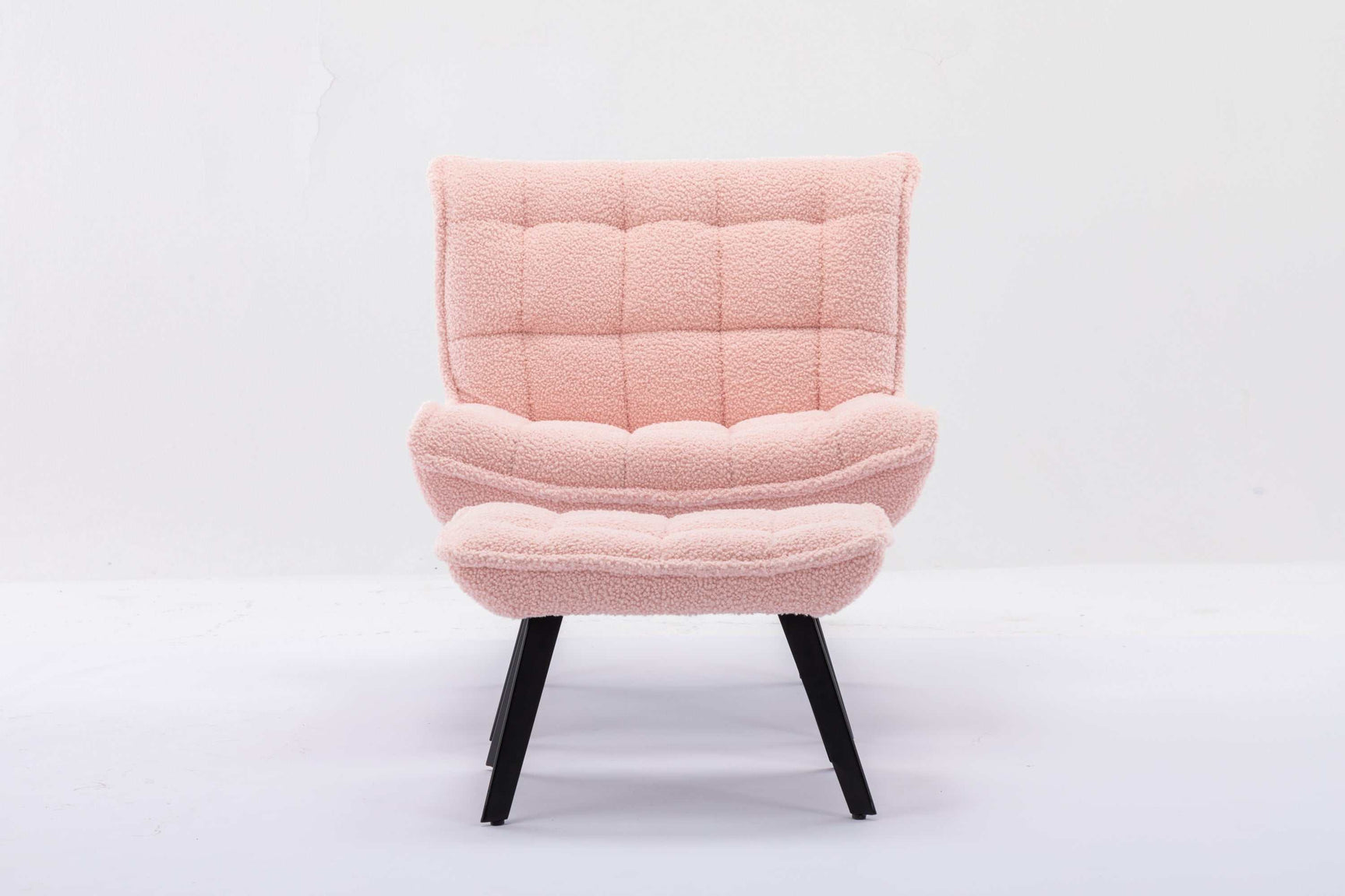 Cinder Boucle Accent Chair with Ottoman Pink - Ornate Home