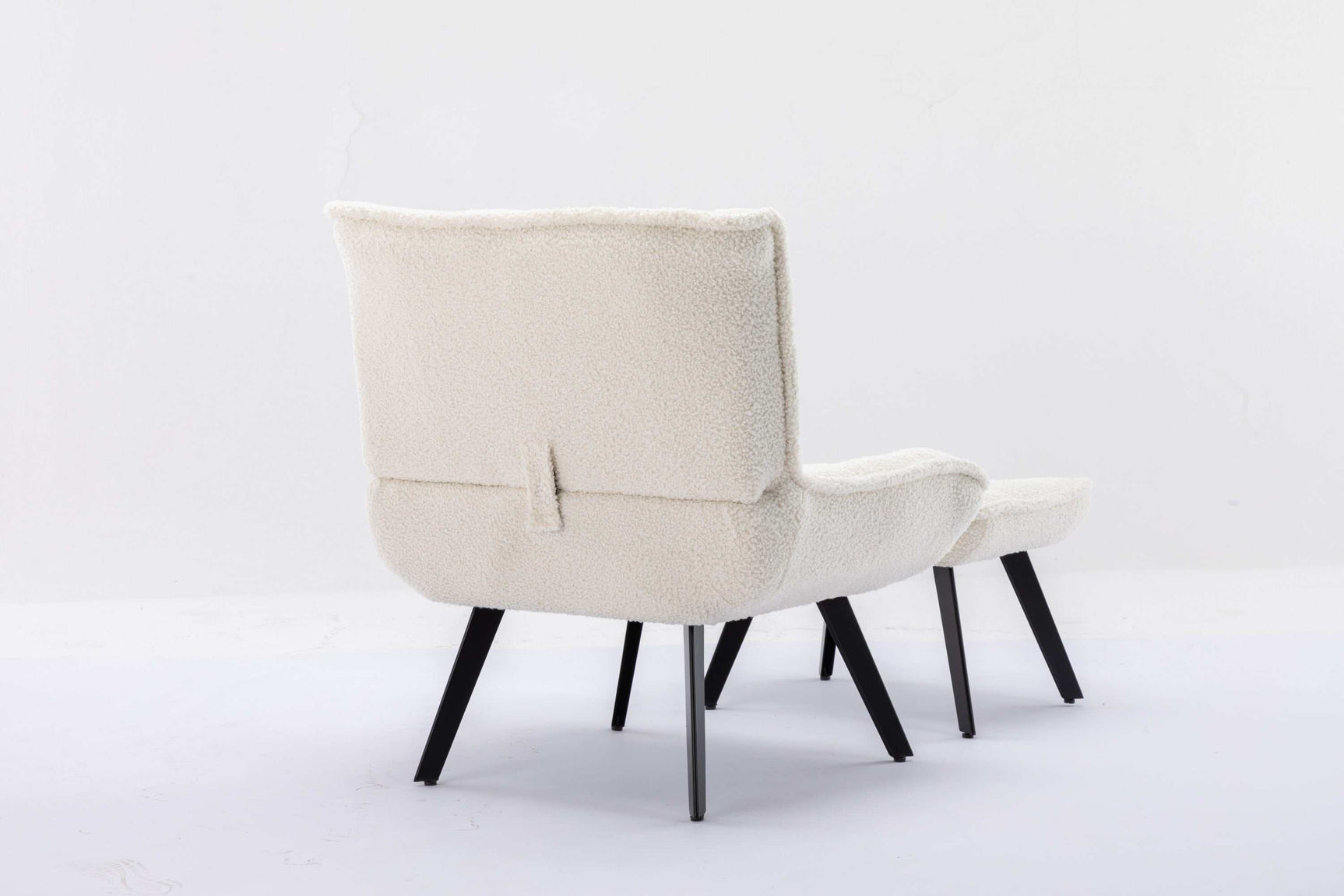 Cinder Boucle Accent Chair with Ottoman White - Ornate Home