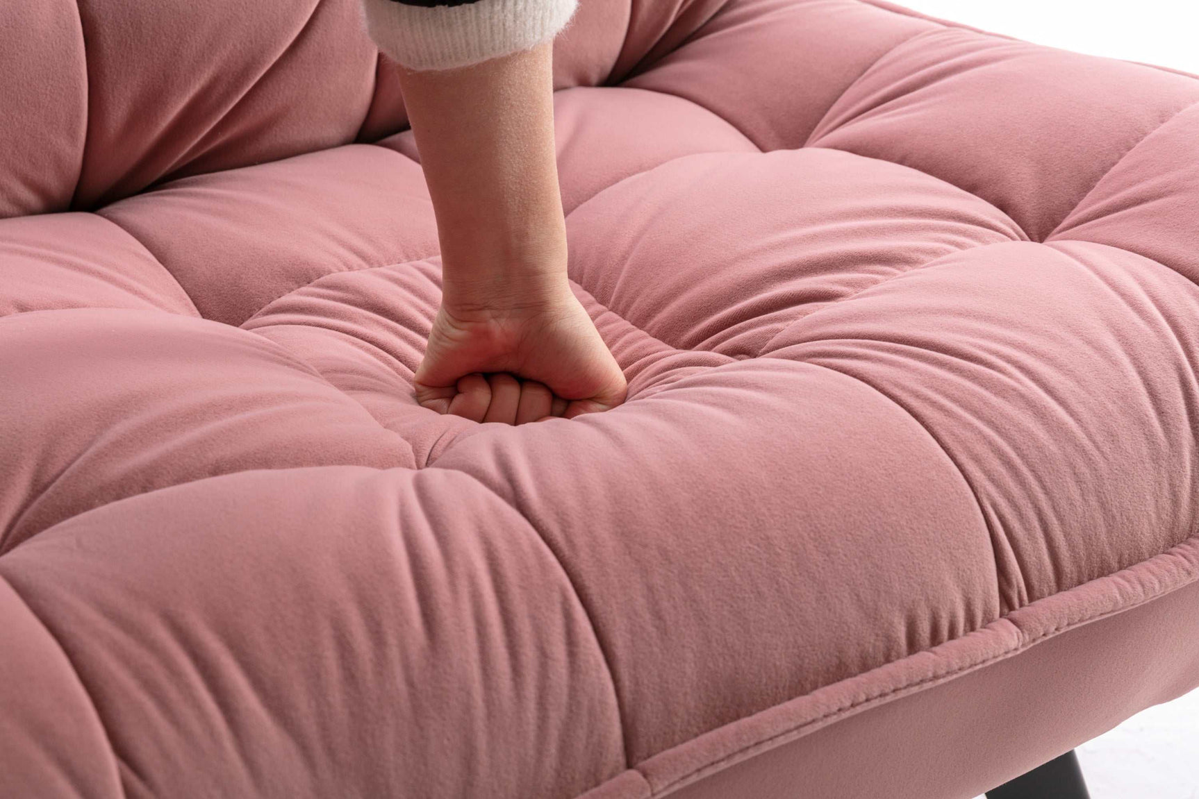 Cinder Velvet Accent Chair with Ottoman Pink - Ornate Home