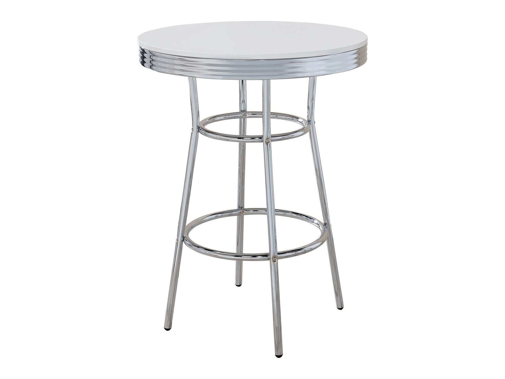 Cleveland Chrome & Glossy White Bar Table - Ornate Home