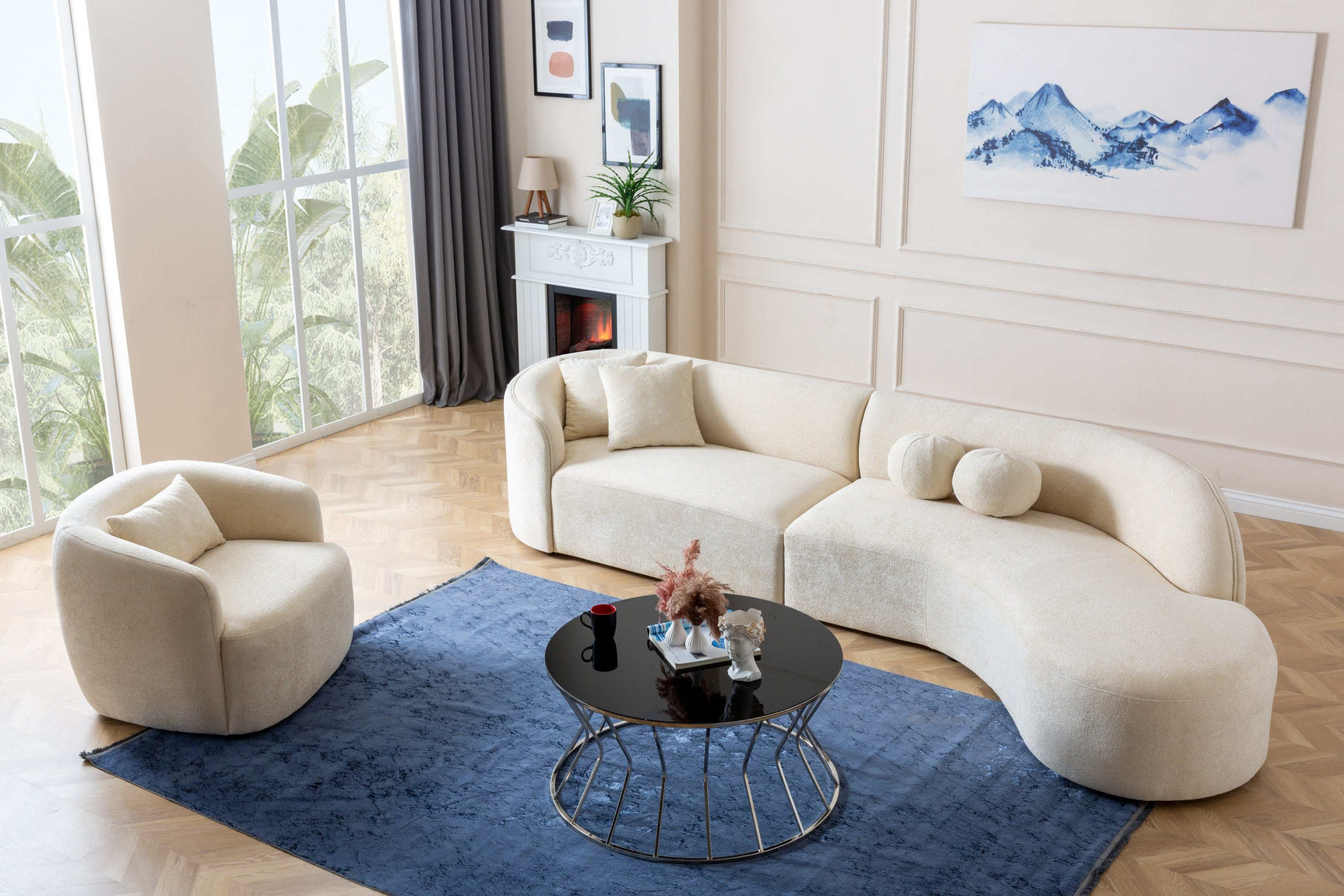 Cloe Ivory Boucle Armchair - Ornate Home