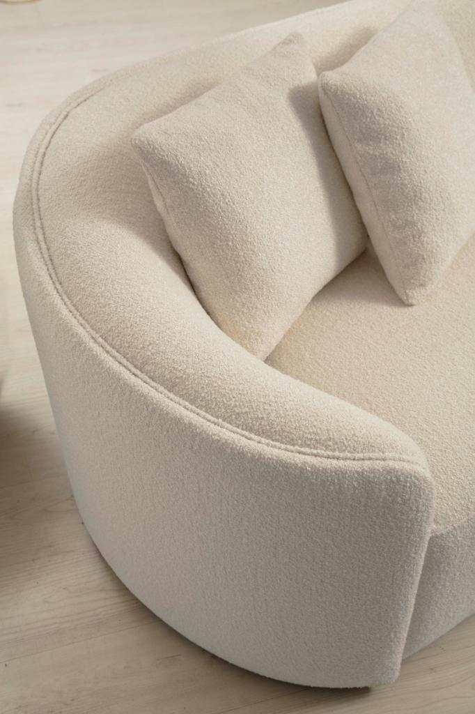 Cloe Ivory Boucle Curved RAF Sectional - Ornate Home