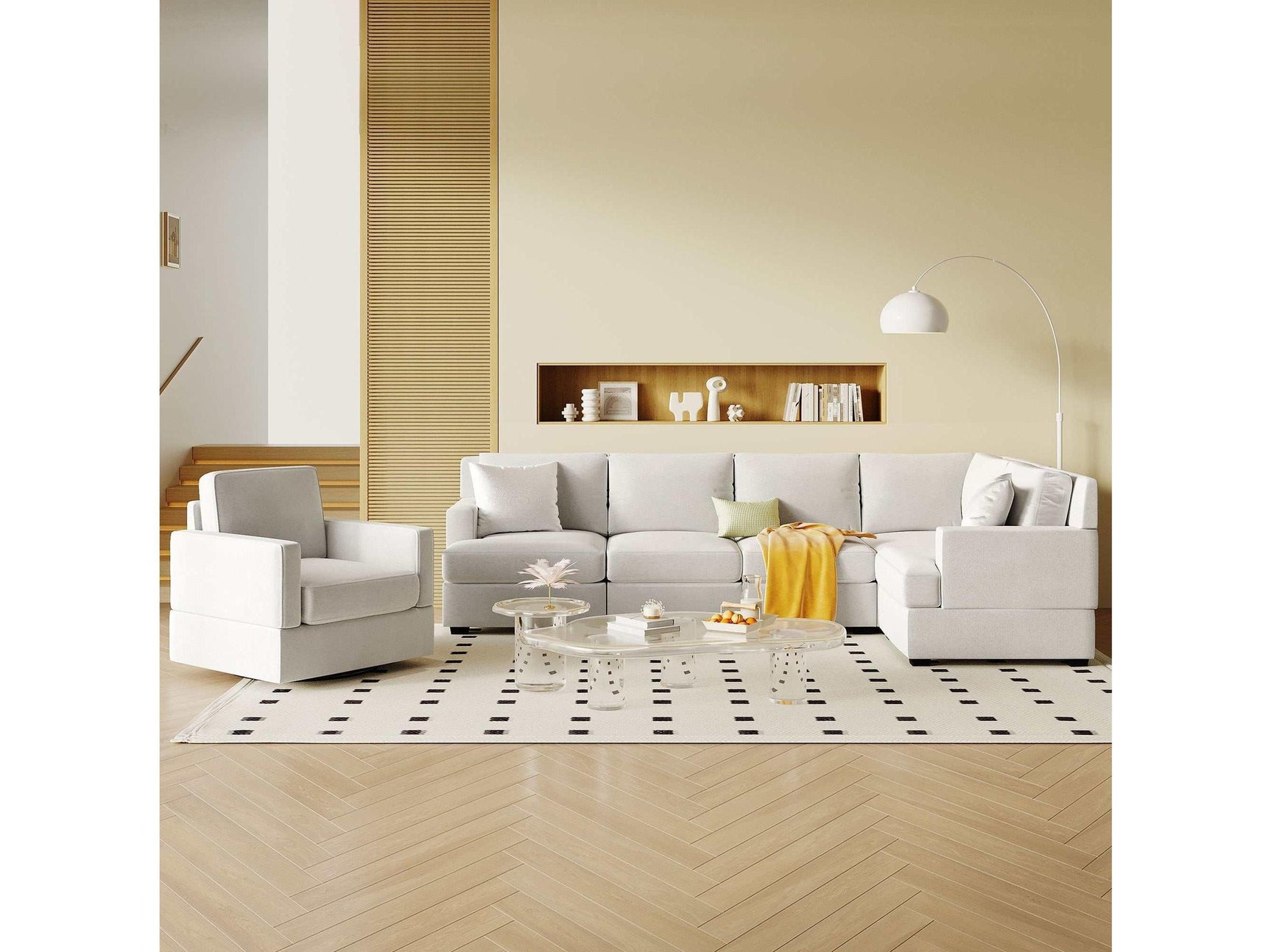 Coachella L-Shaped Sofa with Swiveling Recliner Chair - Ornate Home