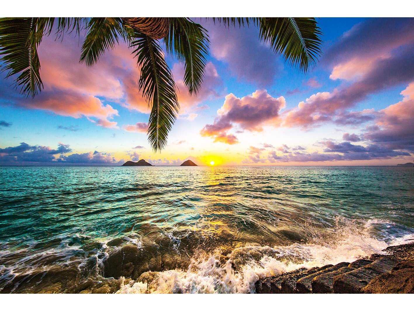 Coastal Sunset Tempered Glass w / Foil Wall Art - Ornate Home