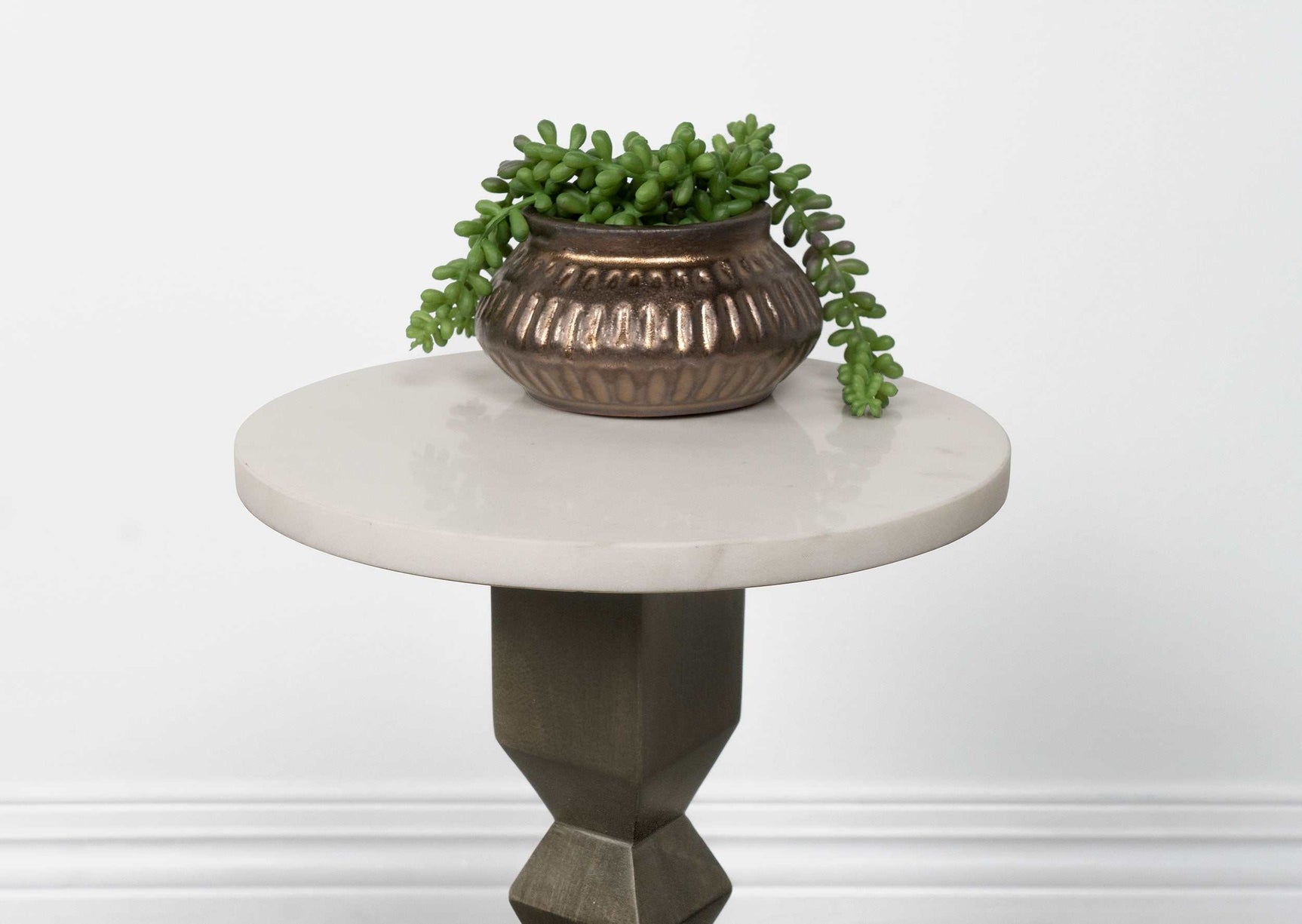 Colette White / Dark Grey Side Table - Ornate Home