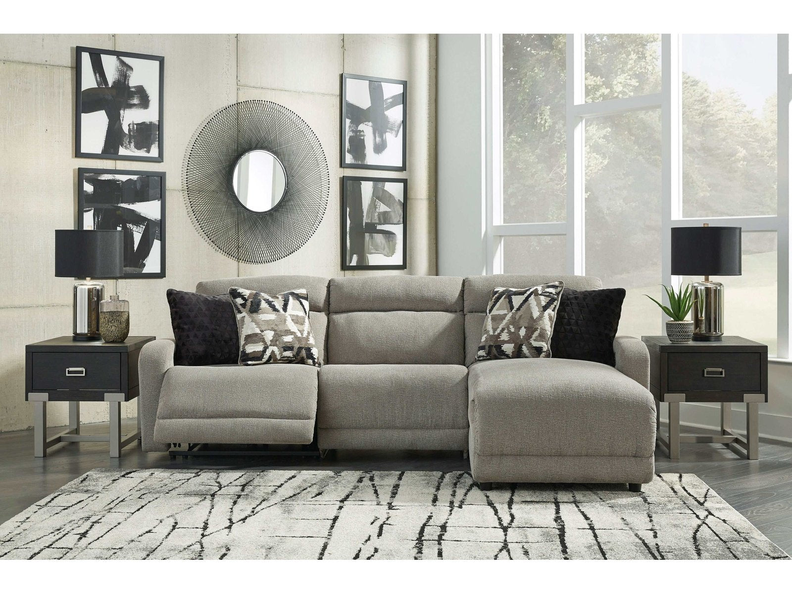 Colleyville Stone 3pc Power Recliner Sectional w/ LAF Chaise - Ornate Home