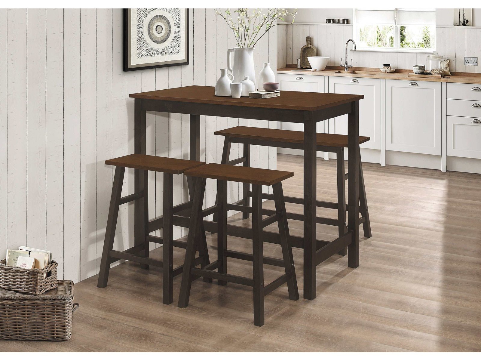 Connie Chestnut & Dark Brown 4pc Counter Height Dining Set - Ornate Home