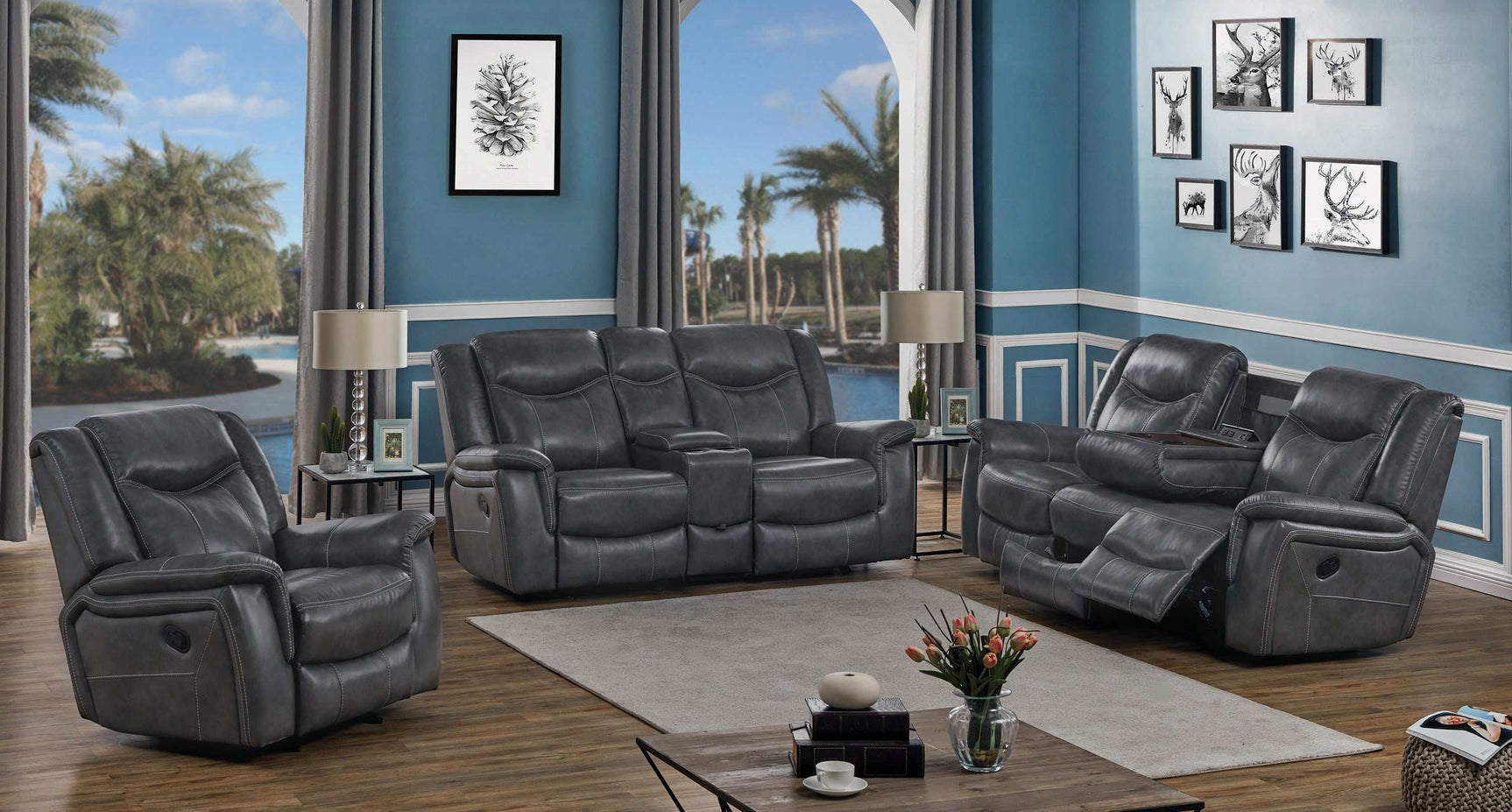 Conrad Grey 2pc Motion Sofa & Loveseat - Ornate Home