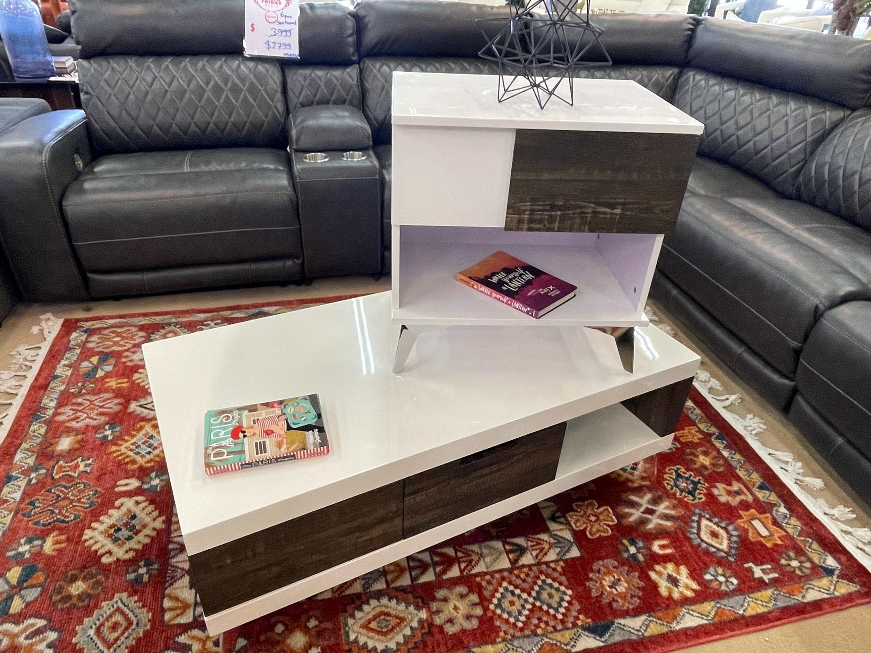 Corinne White & Dark Oak End Table - Ornate Home