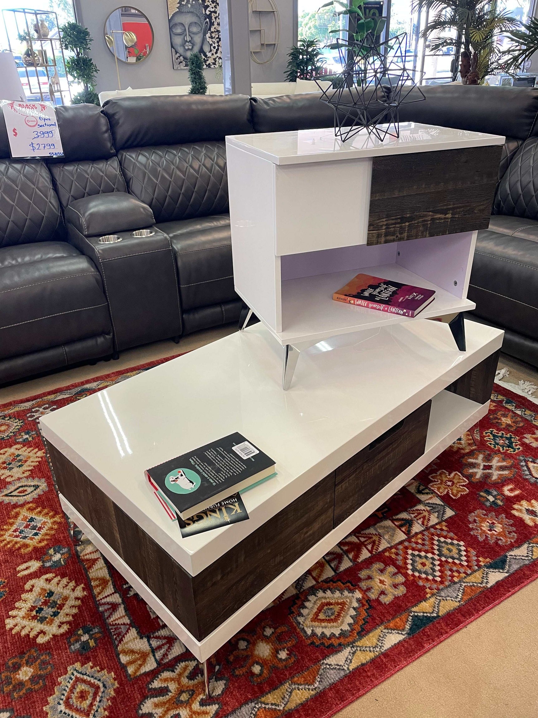 Corinne White & Dark Oak End Table - Ornate Home