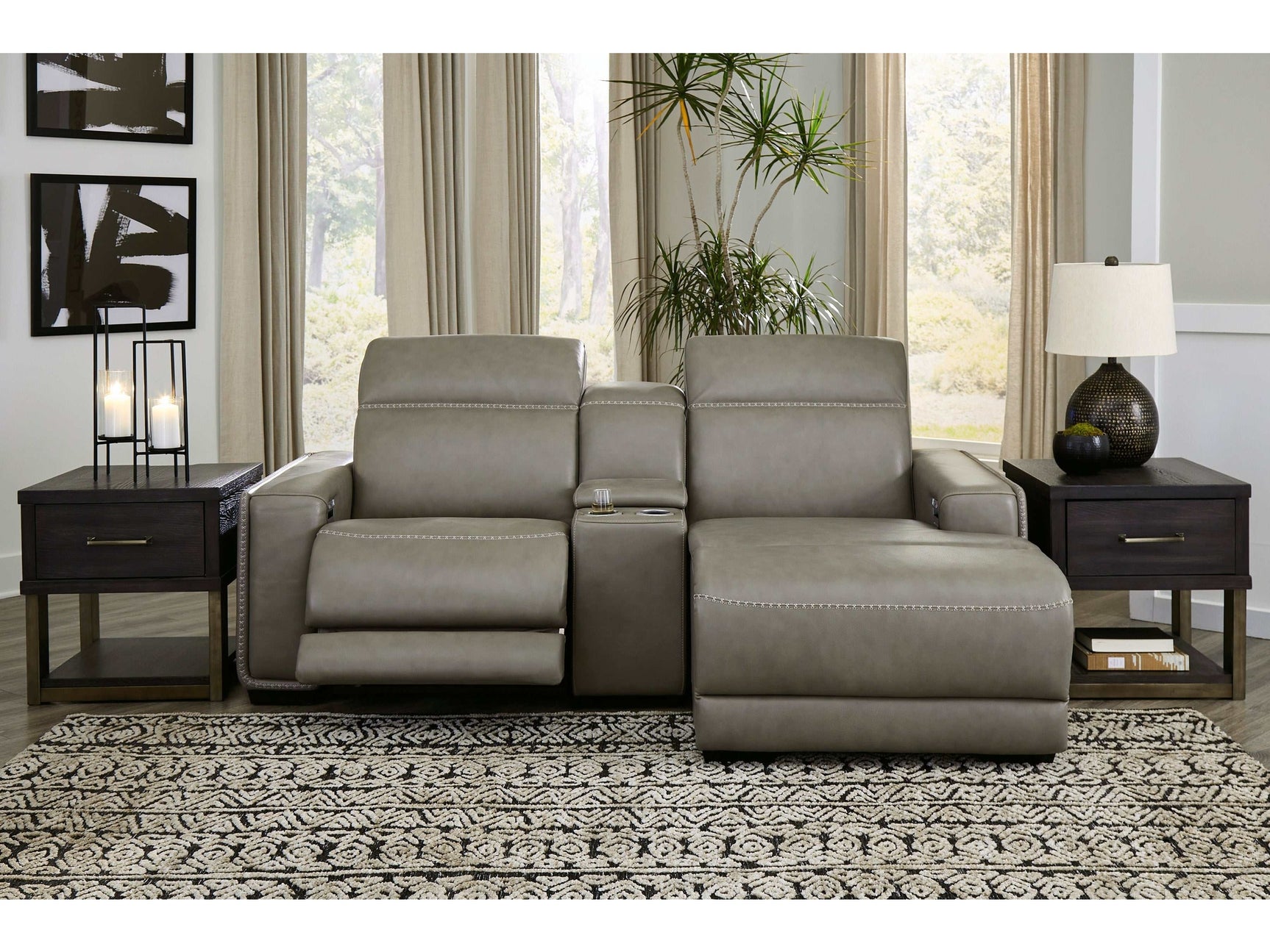 Correze Gray 3pc Power Reclining Sectional w/ Chaise - Ornate Home