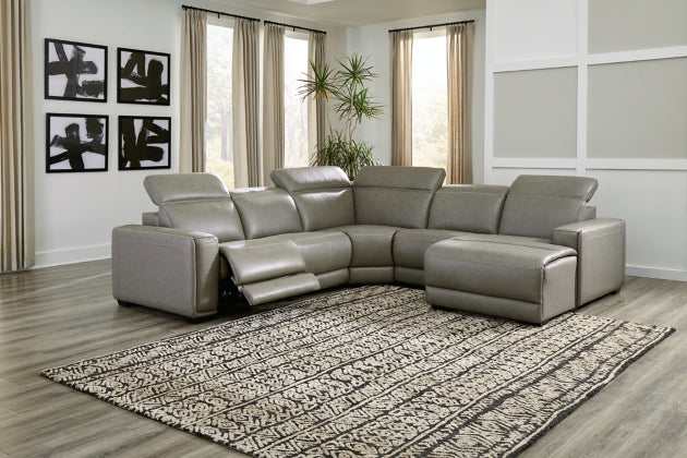 Correze Gray 5pc Power Reclining Sectional w/ RAF Chaise - Ornate Home