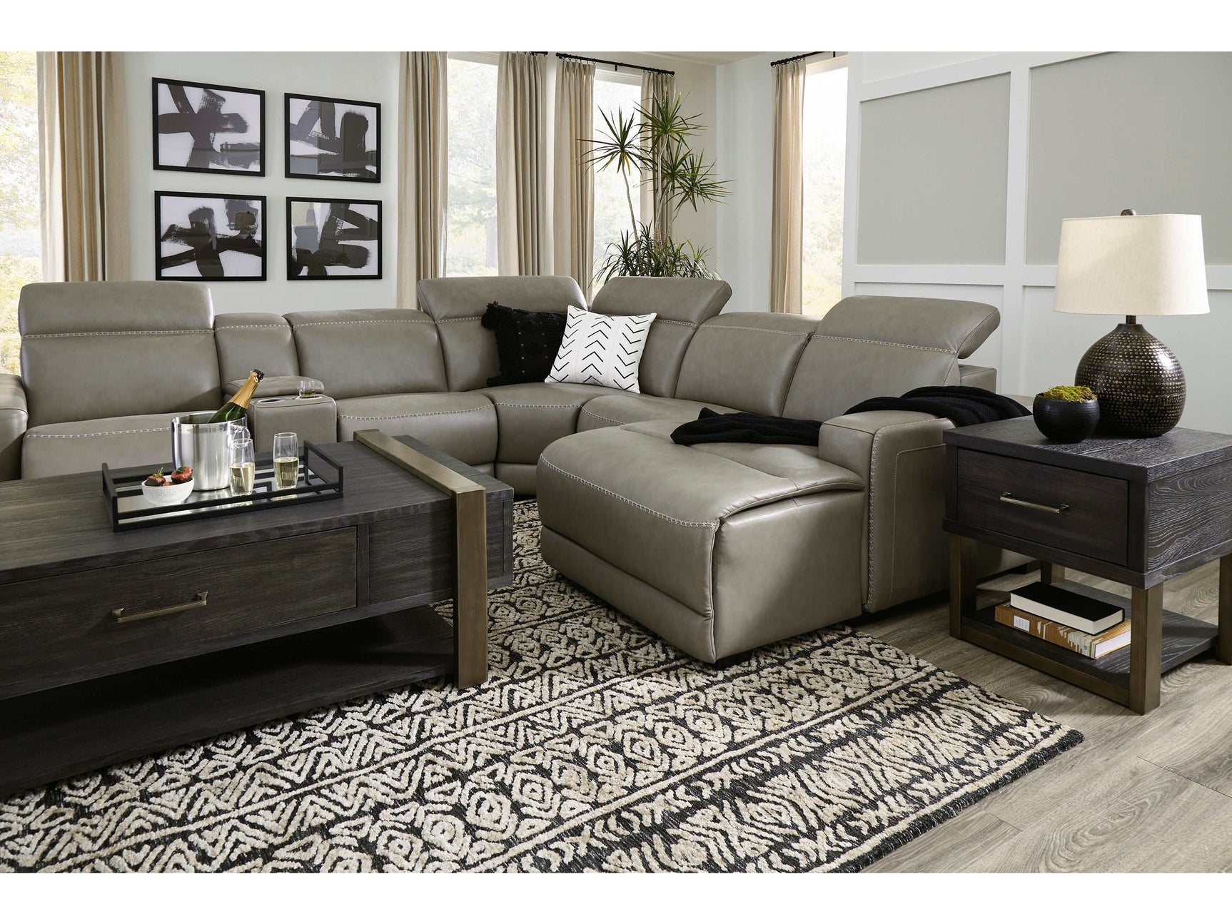 Correze Gray 6pc Power Reclining Sectional w/ RAF Chaise - Ornate Home
