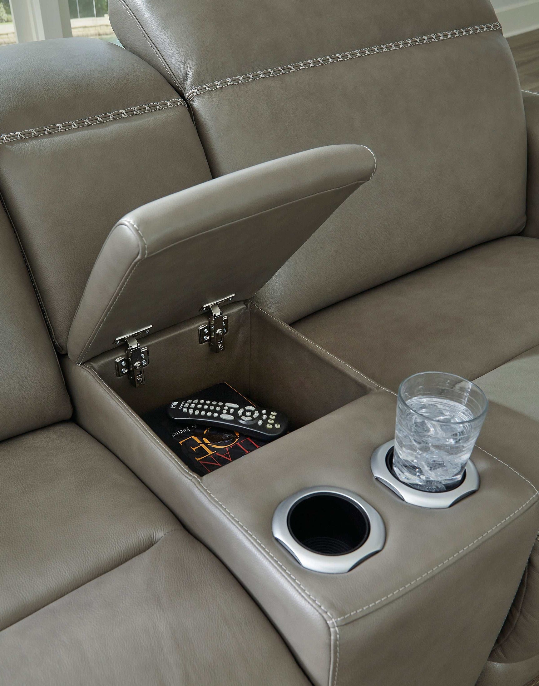 Correze Gray Power Reclining Sectional w/ Storage Console - Ornate Home