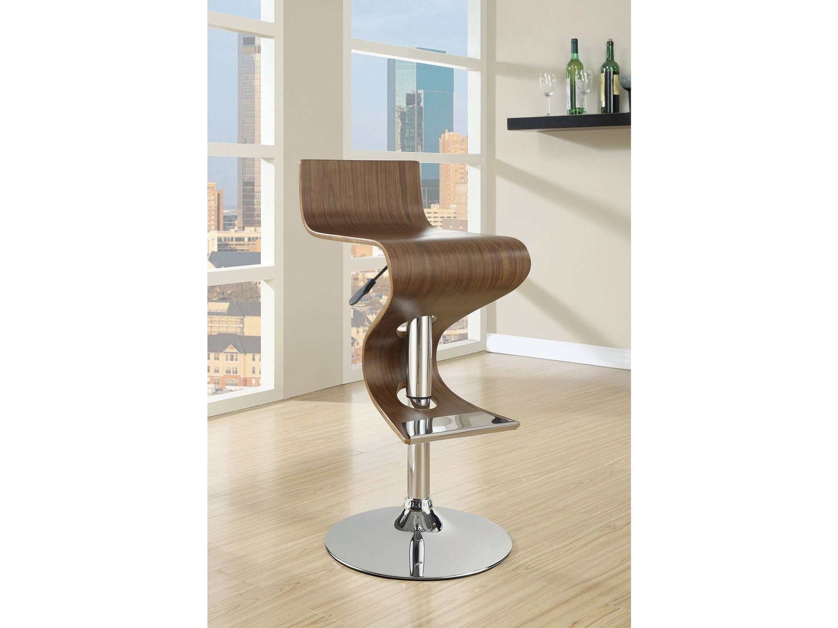 Covina Walnut & Chrome Bar Stool - Ornate Home
