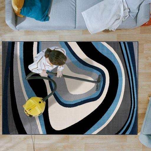 Crystal Blue/Cream Modern Geometric Indoor Non Slip Area Rugs - Ornate Home